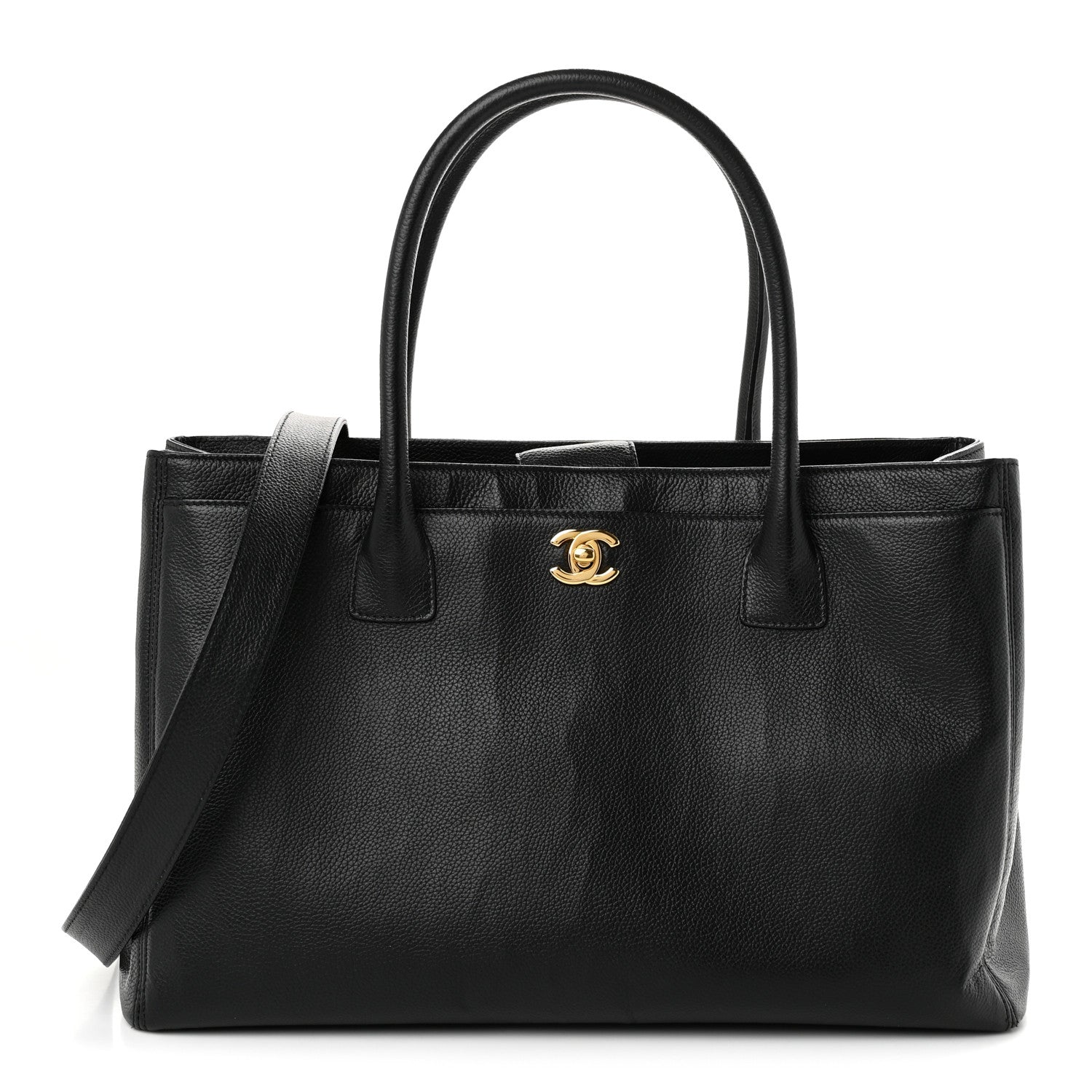 Calfskin Cerf Executive Shopper Tote Black