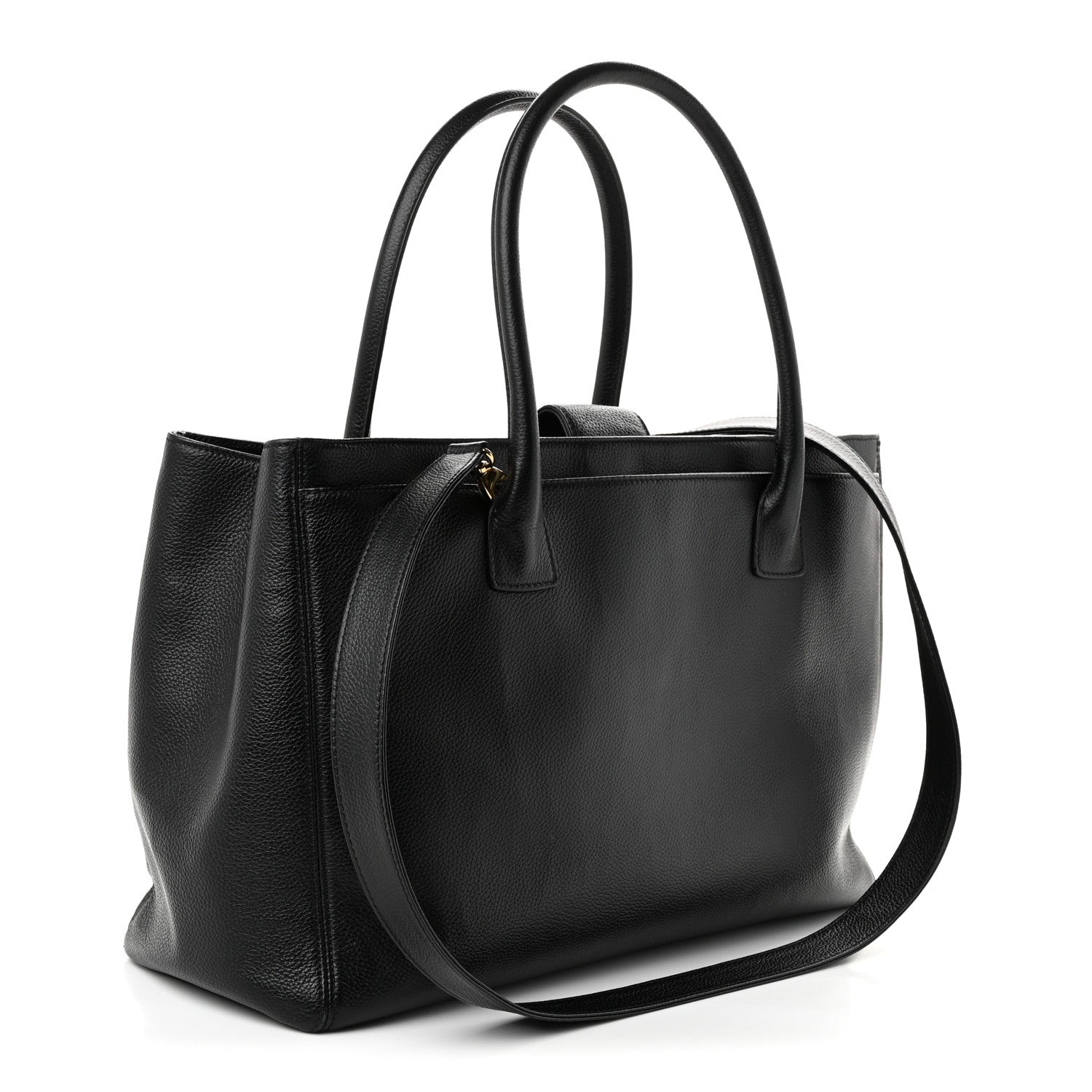 Calfskin Cerf Executive Shopper Tote Black — view 3