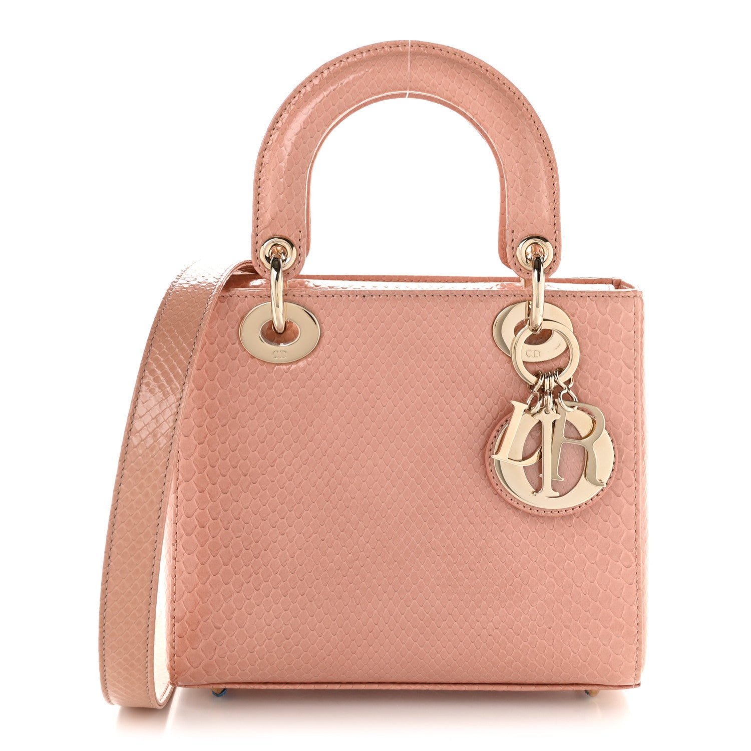 Snakeskin Small Lady Dior Pink