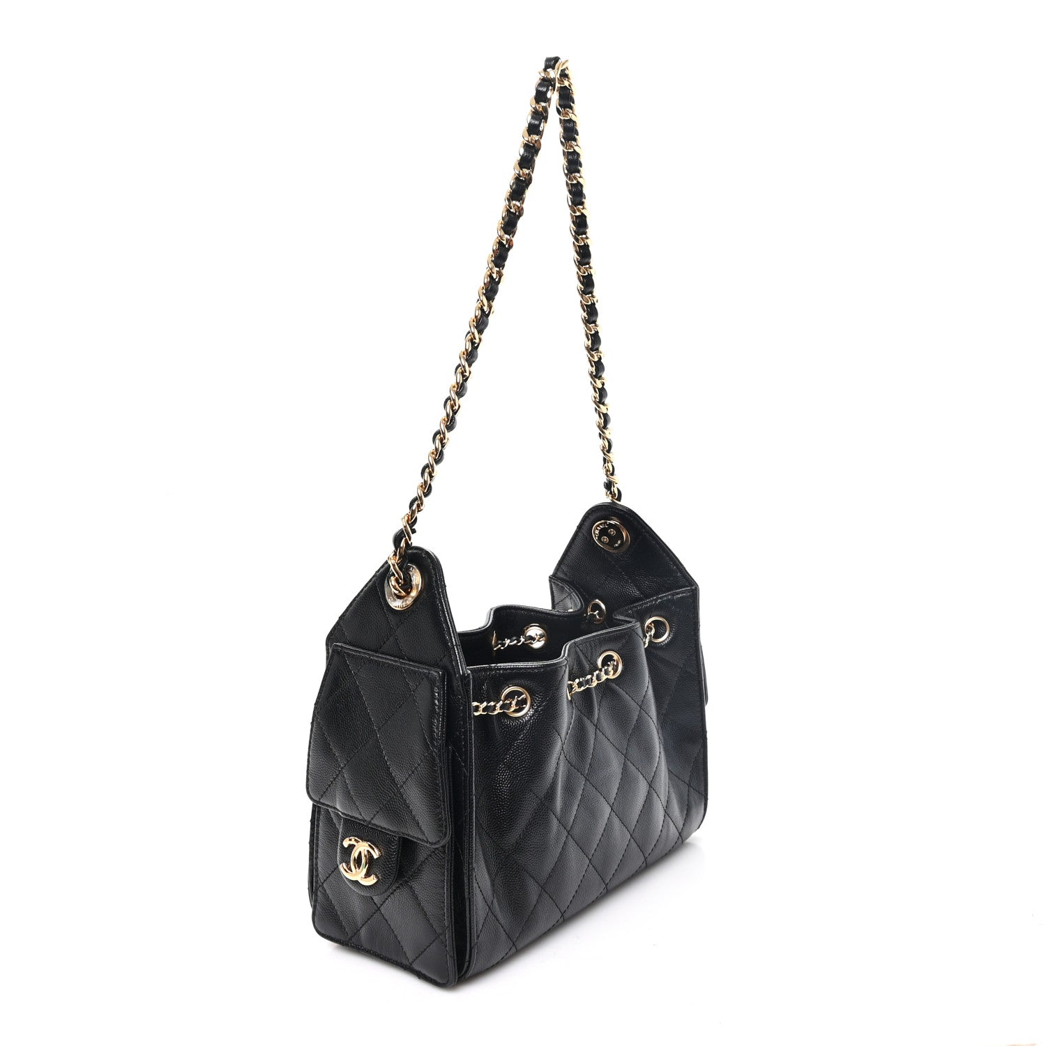 Caviar Quilted Mini Chanel 25 Handbag Black — view 3