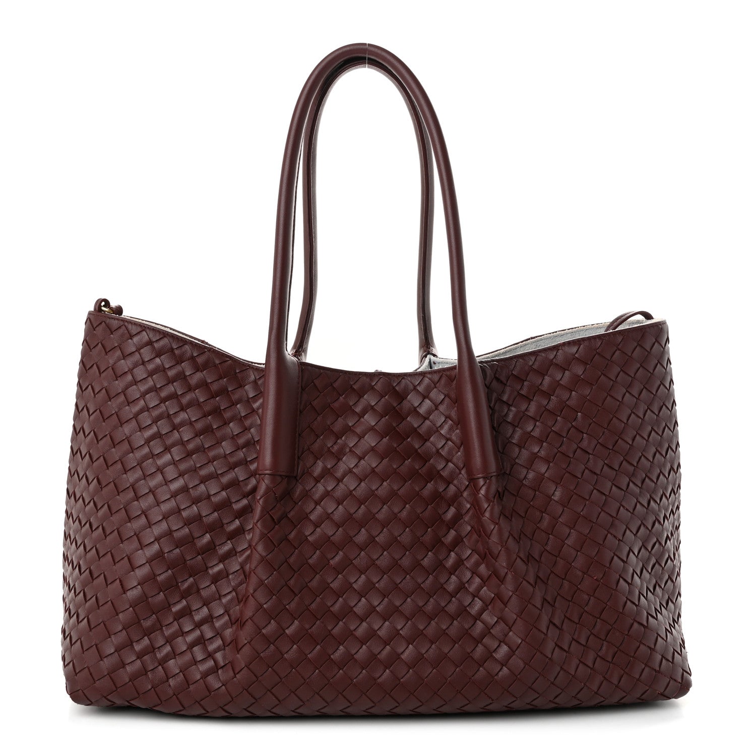 Calfskin Intrecciato Pinacoteca Reversible Tote Madder Brown Lunar