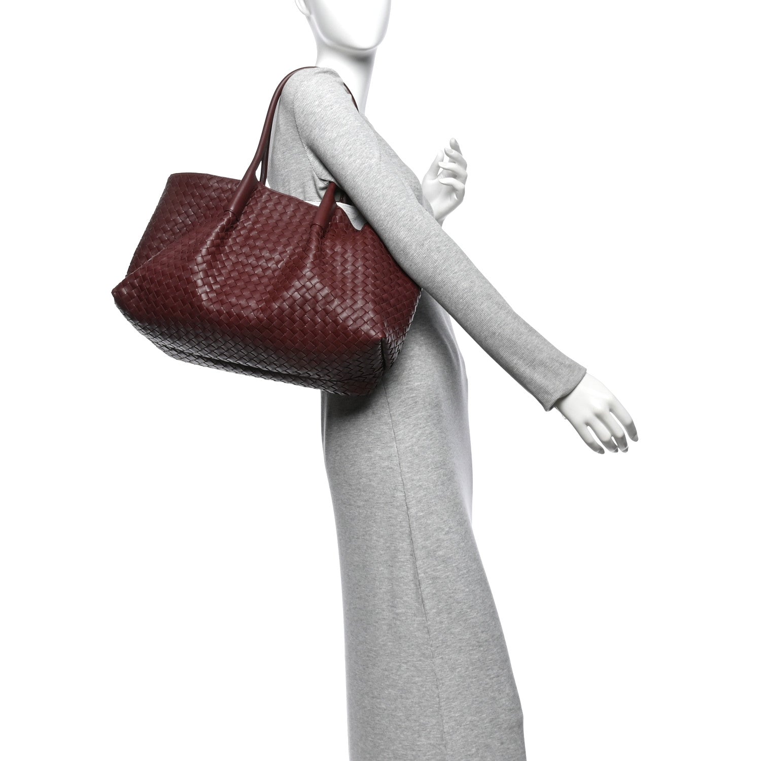 Calfskin Intrecciato Pinacoteca Reversible Tote Madder Brown Lunar — view 2