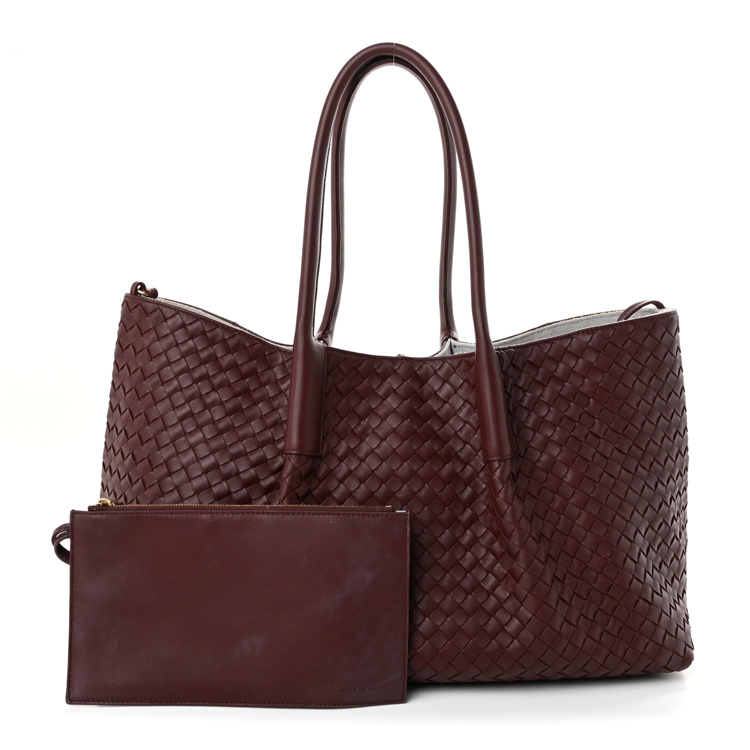 Calfskin Intrecciato Pinacoteca Reversible Tote Madder Brown Lunar — view 3