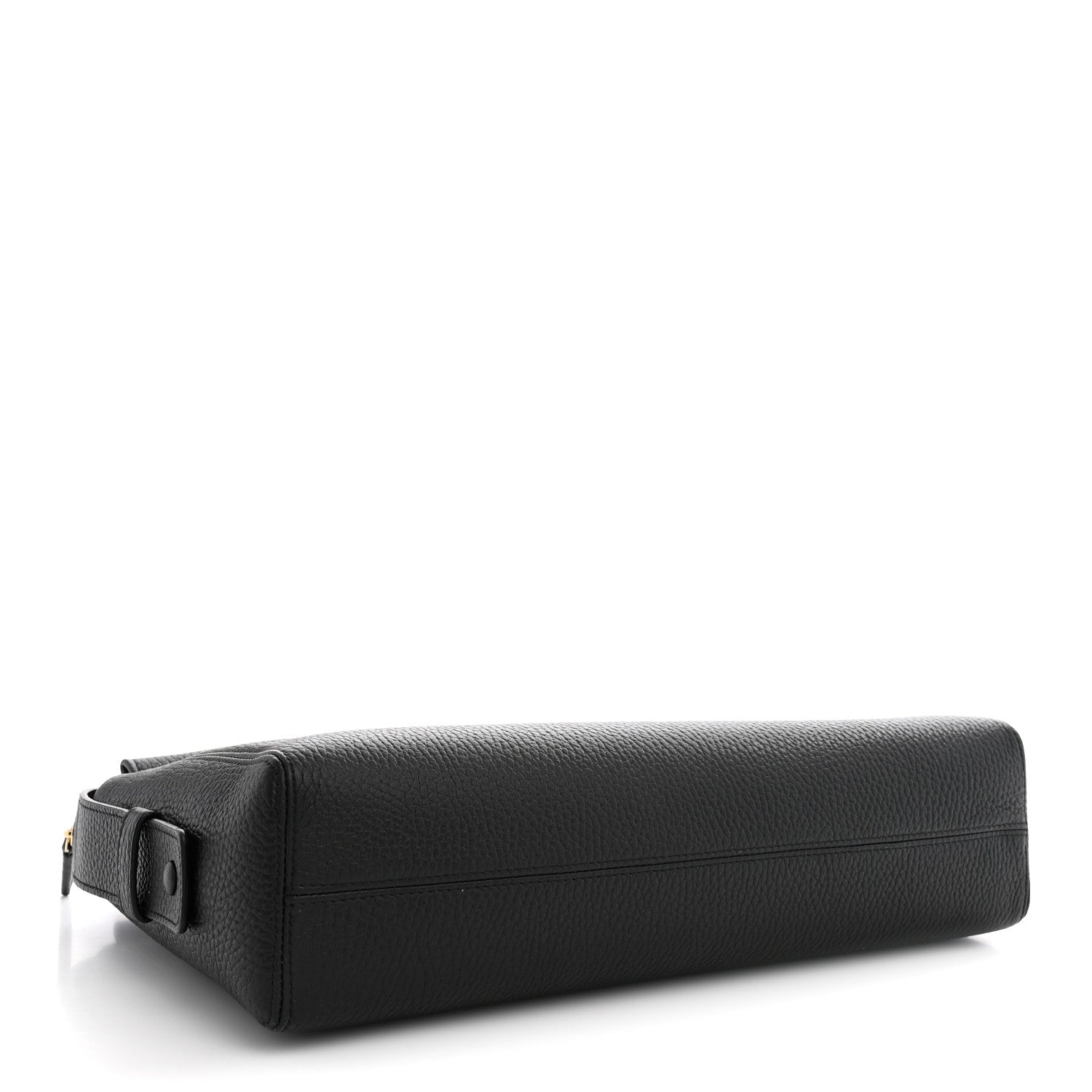 Grained Calfskin Large Zippered Pouch Black — view 4