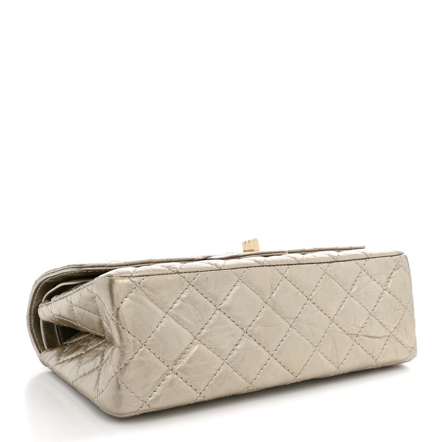 Metallic Aged Calfskin Quilted 2.55 Reissue 225 Flap Pale Gold — view 4