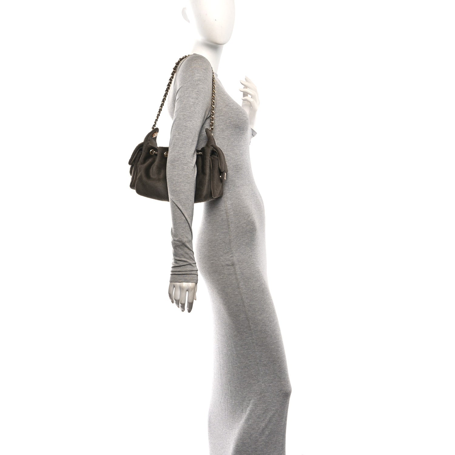 Pony Hair Mini Chanel 25 Handbag Dark Khaki — view 2