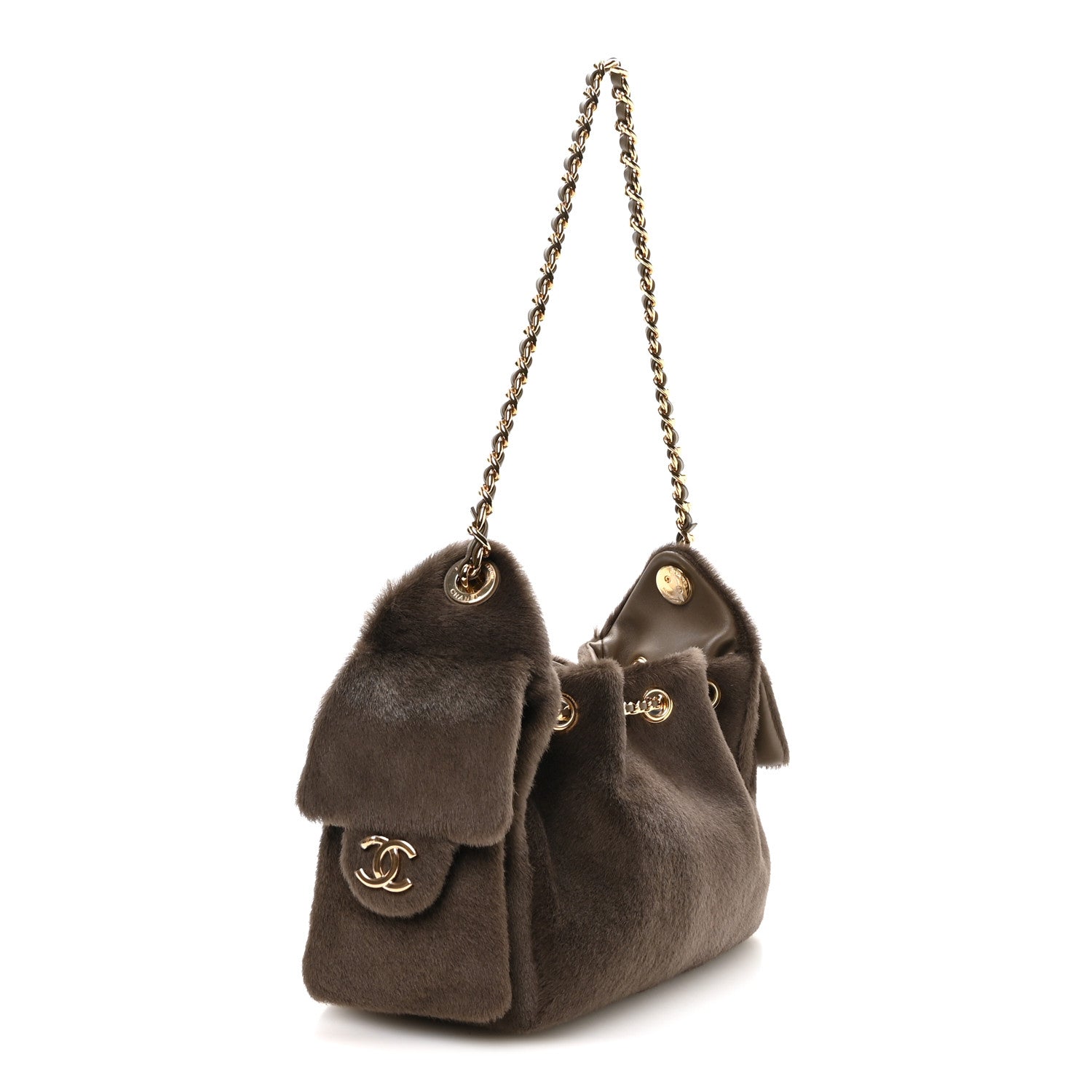 Pony Hair Mini Chanel 25 Handbag Dark Khaki — view 3