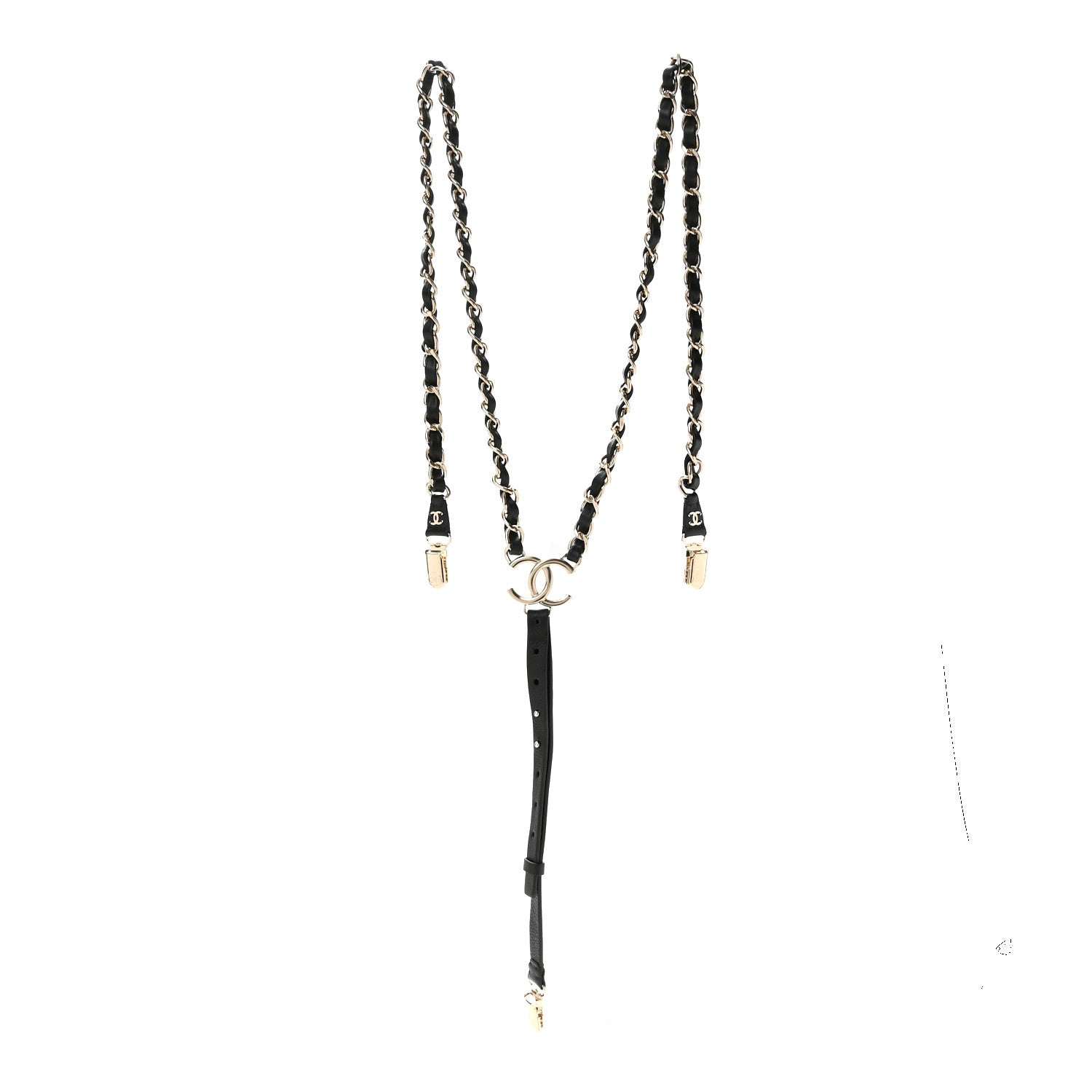 Calfskin CC Chain Suspenders M Black