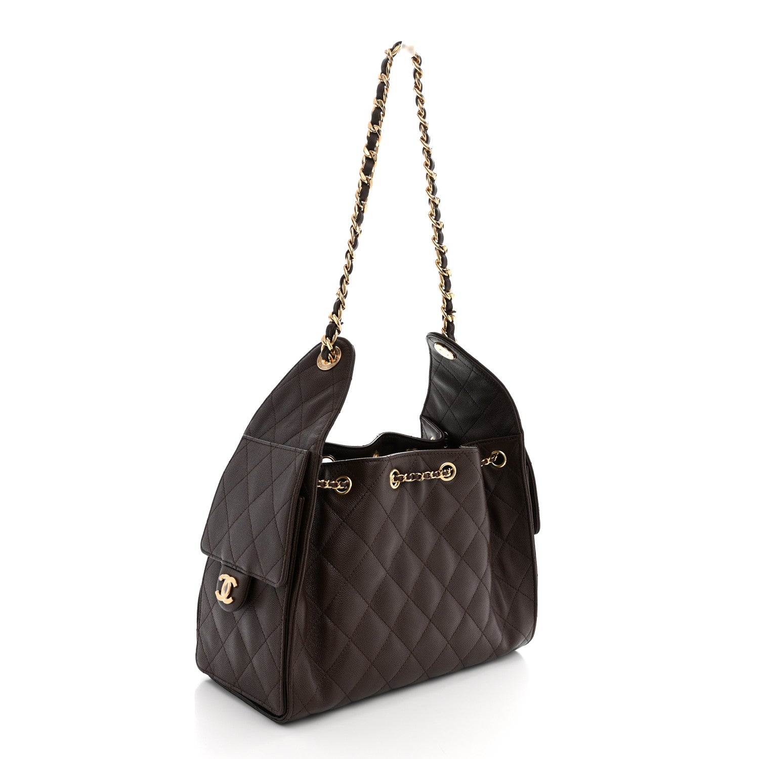 Caviar Quilted Small Chanel 25 Handbag Dark Brown — view 3