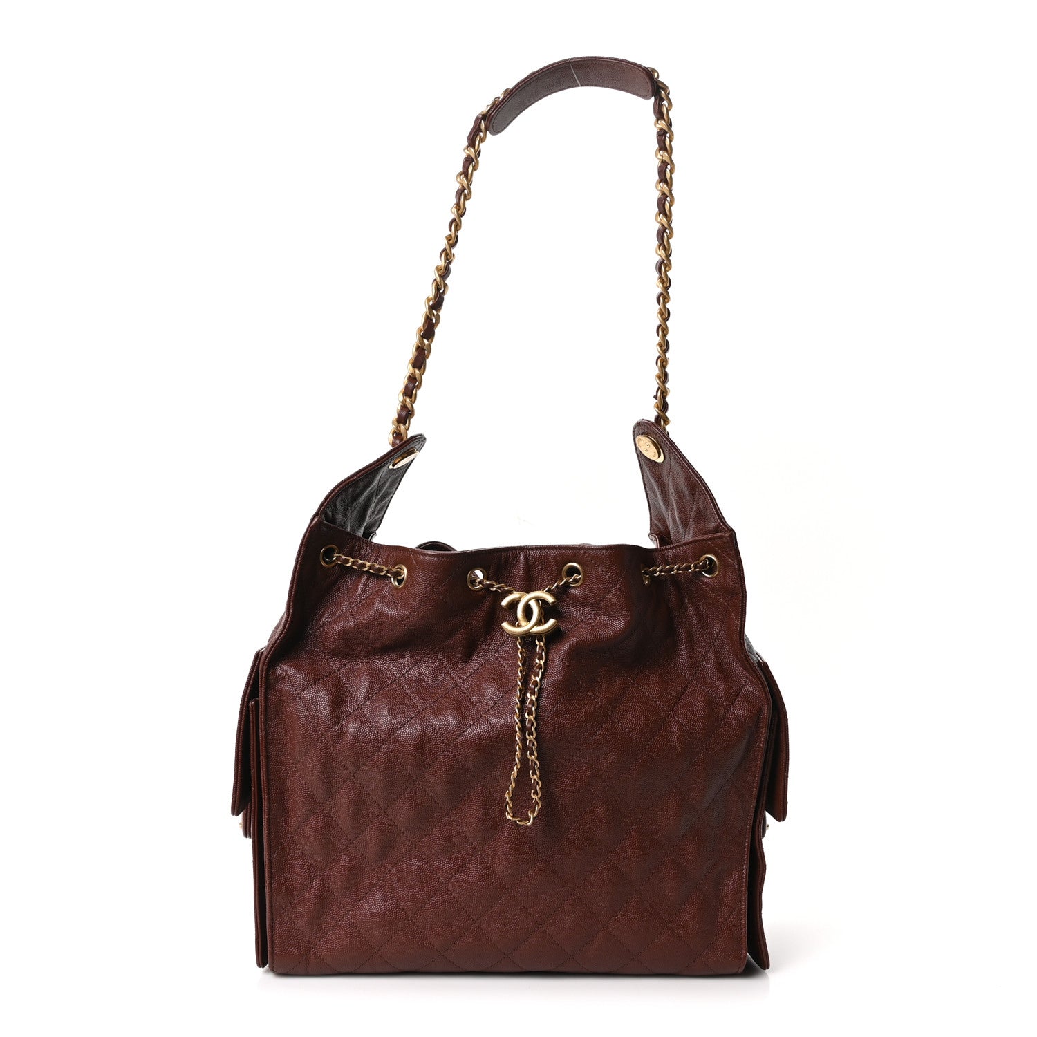 Caviar Quilted Medium Chanel 25 Handbag Dark Brown