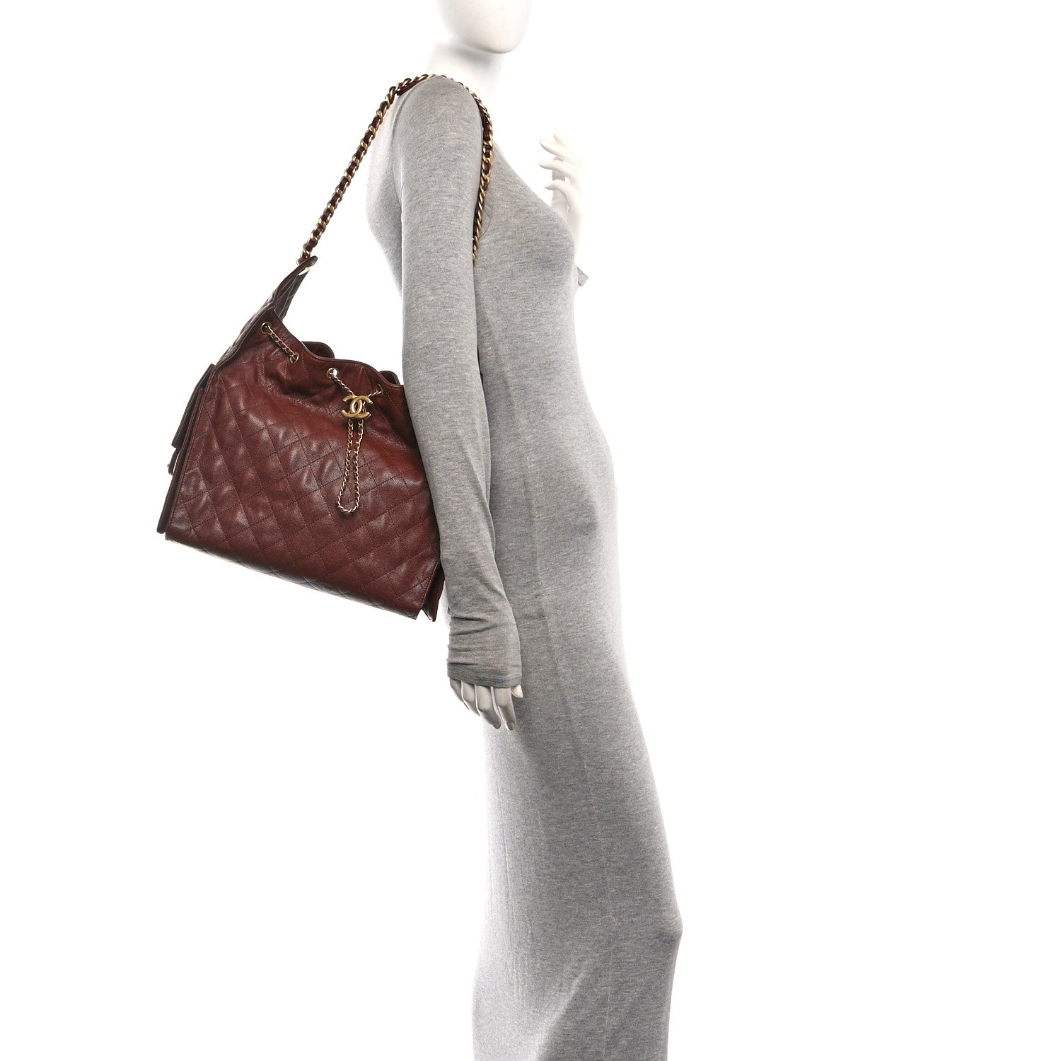 Caviar Quilted Medium Chanel 25 Handbag Dark Brown — view 2