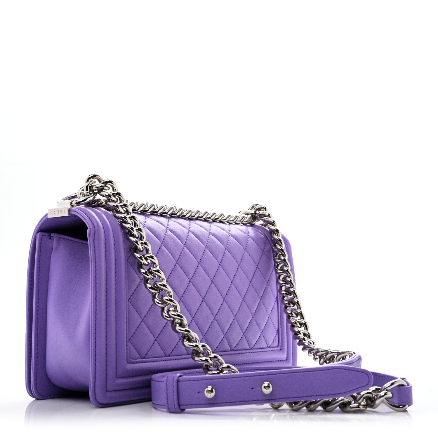 Calfskin Quilted Medium Boy Flap Purple — view 3