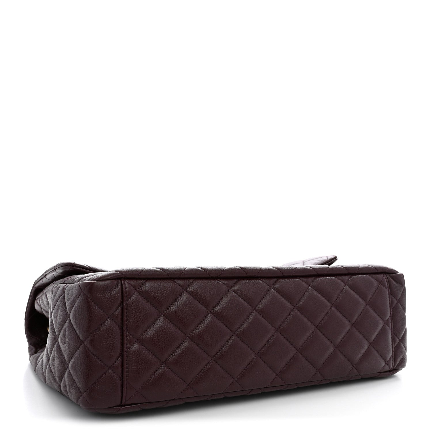 Grained Calfskin Quilted XXL Travel Flap Bag Burgundy — view 4