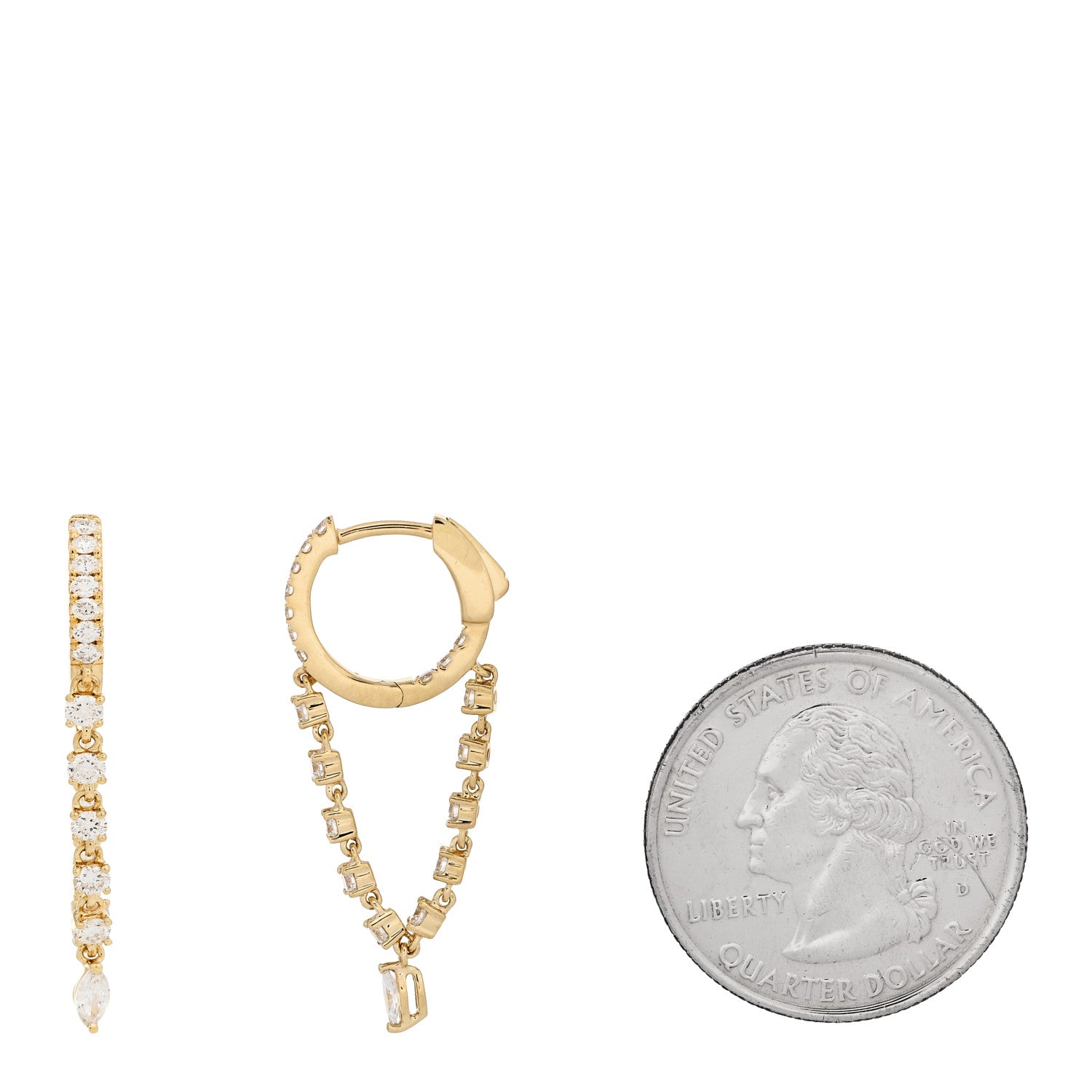 18K Yellow Gold Diamond Sienna Huggies Earrings — view 2