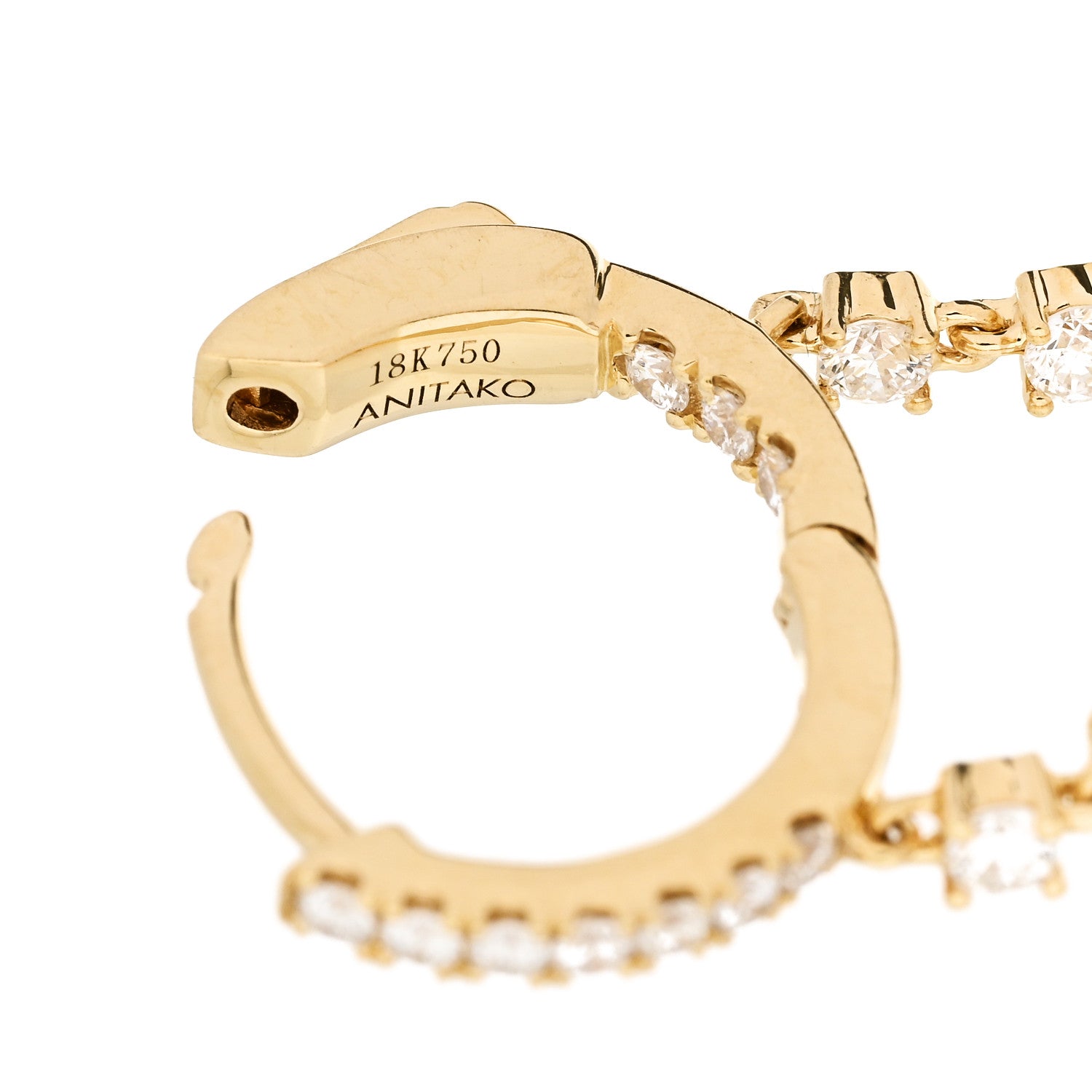 18K Yellow Gold Diamond Sienna Huggies Earrings — view 4
