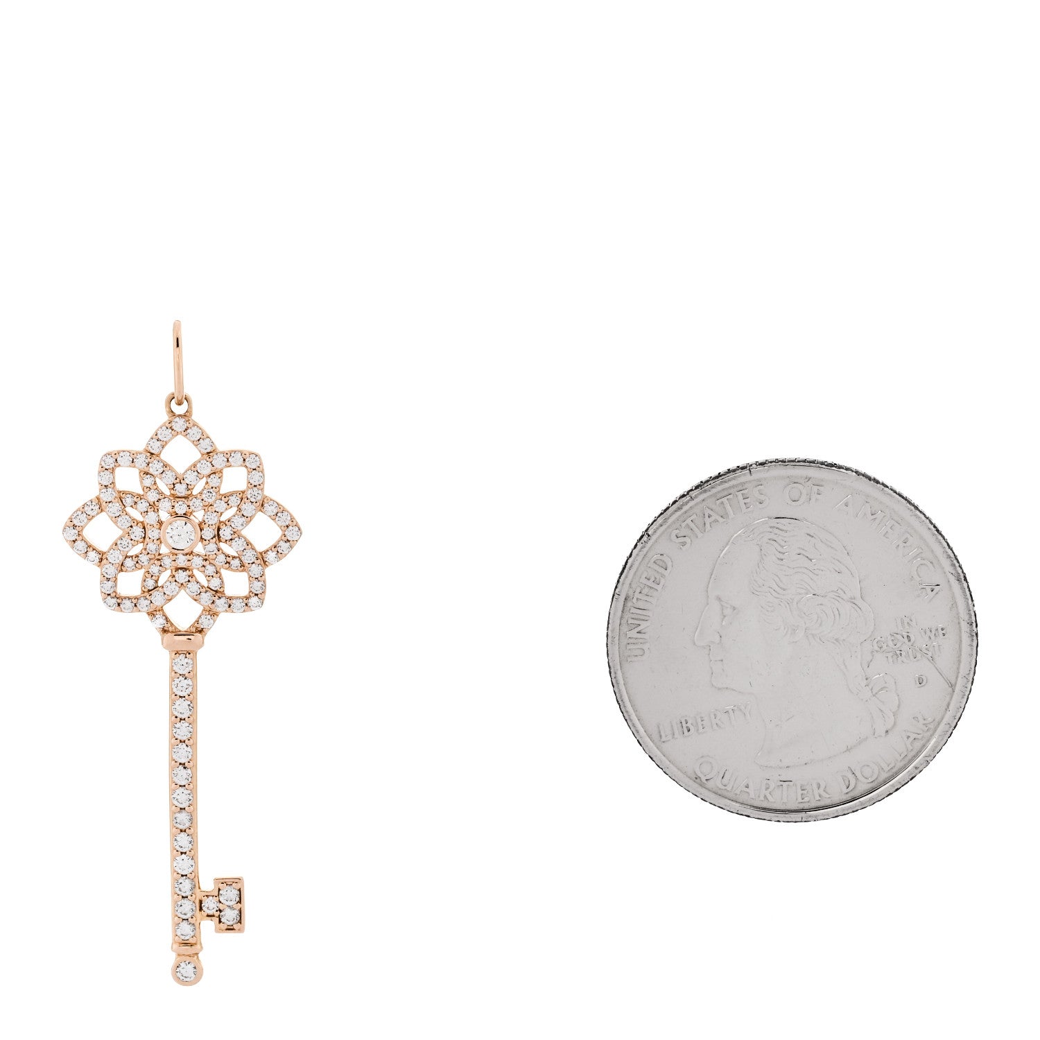 18K Rose Gold Diamond Medium Woven Key Pendant — view 2