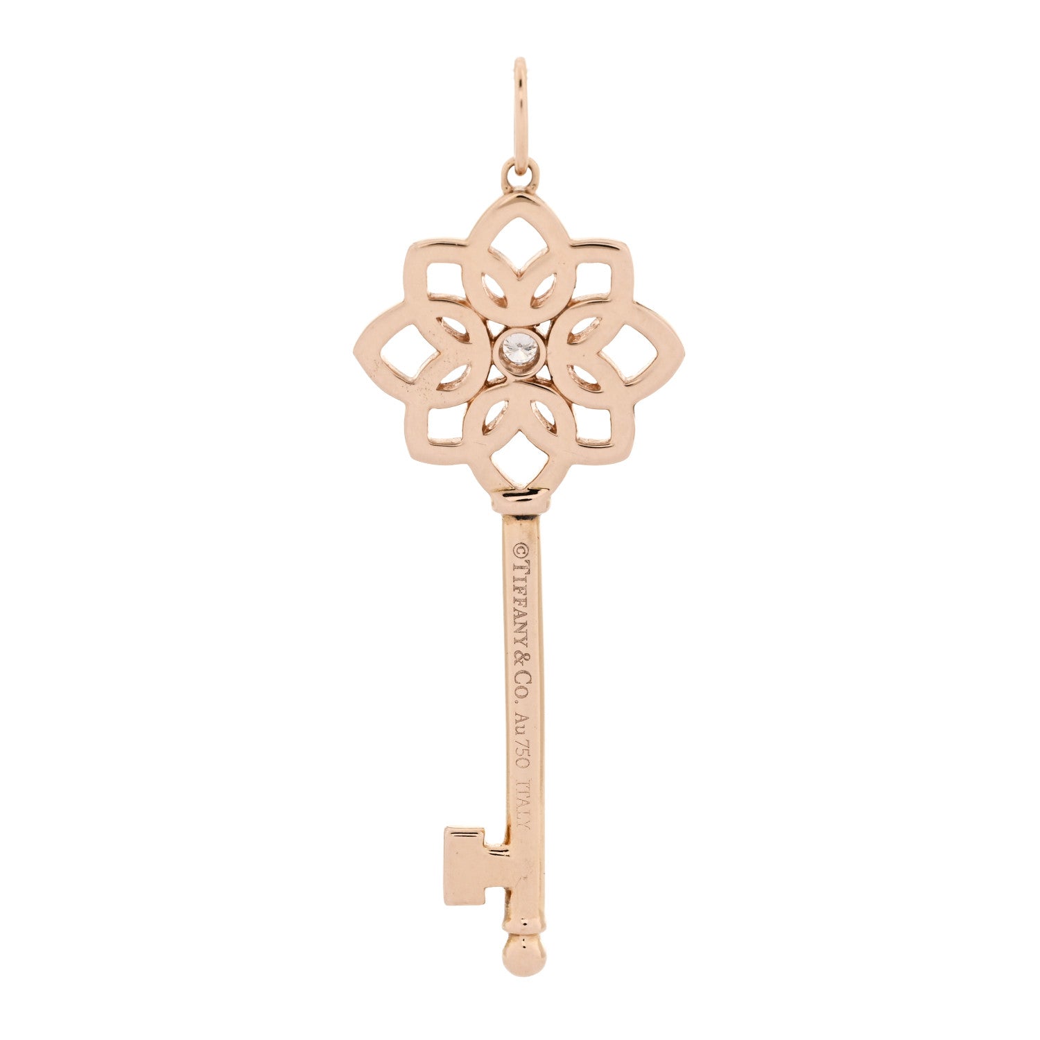 18K Rose Gold Diamond Medium Woven Key Pendant — view 3