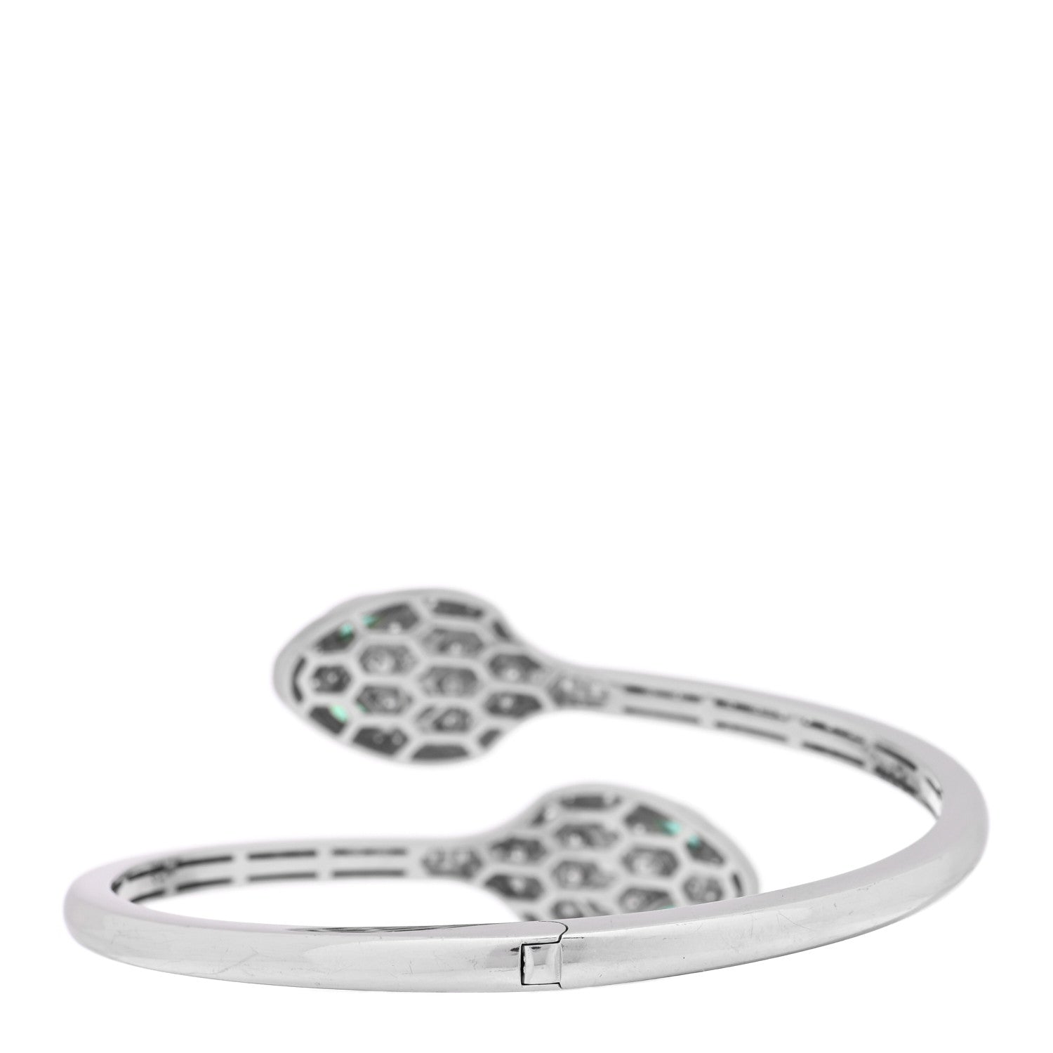 18K White Gold Diamond Emerald Serpenti Seduttori Pave Bracelet — view 2