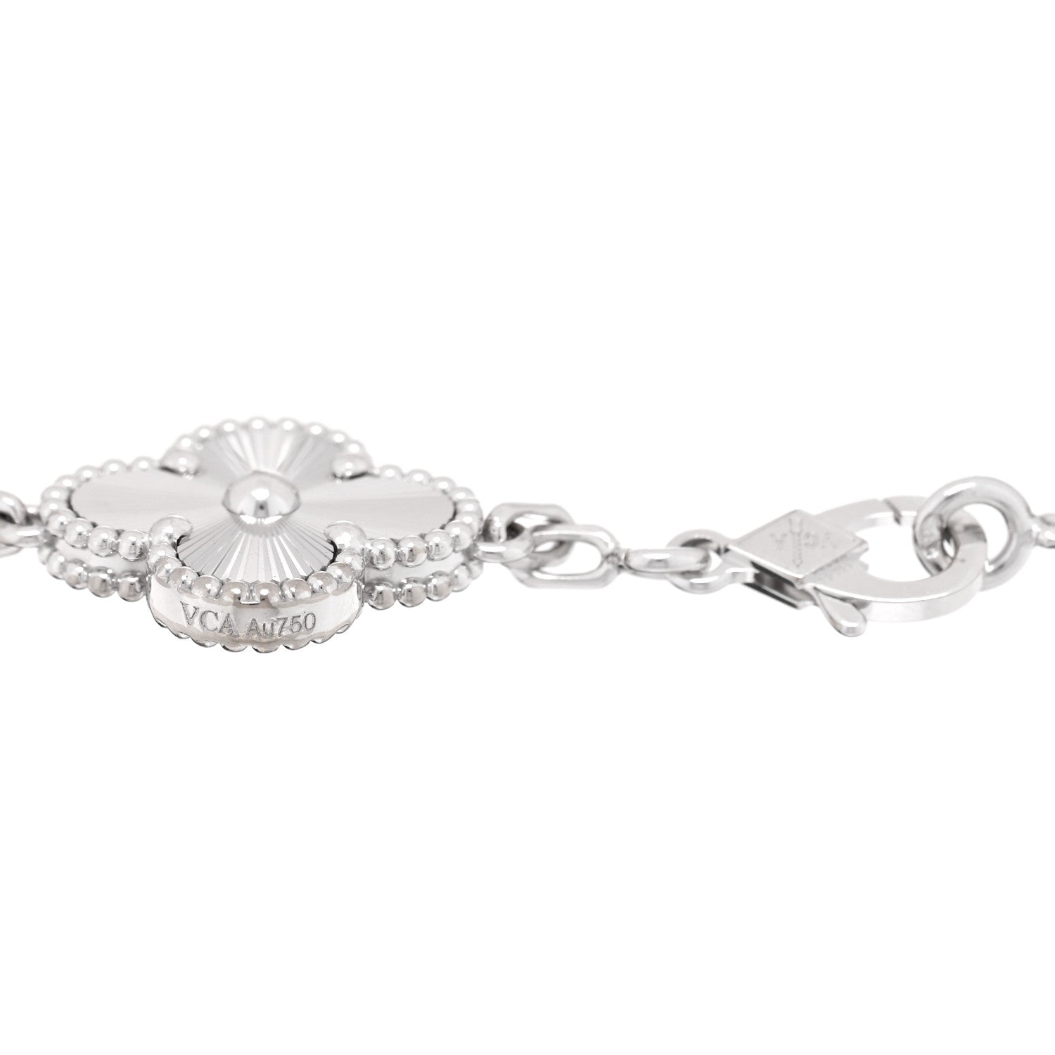 18K White Gold 5 Motifs Guilloche Vintage Alhambra Bracelet — view 3