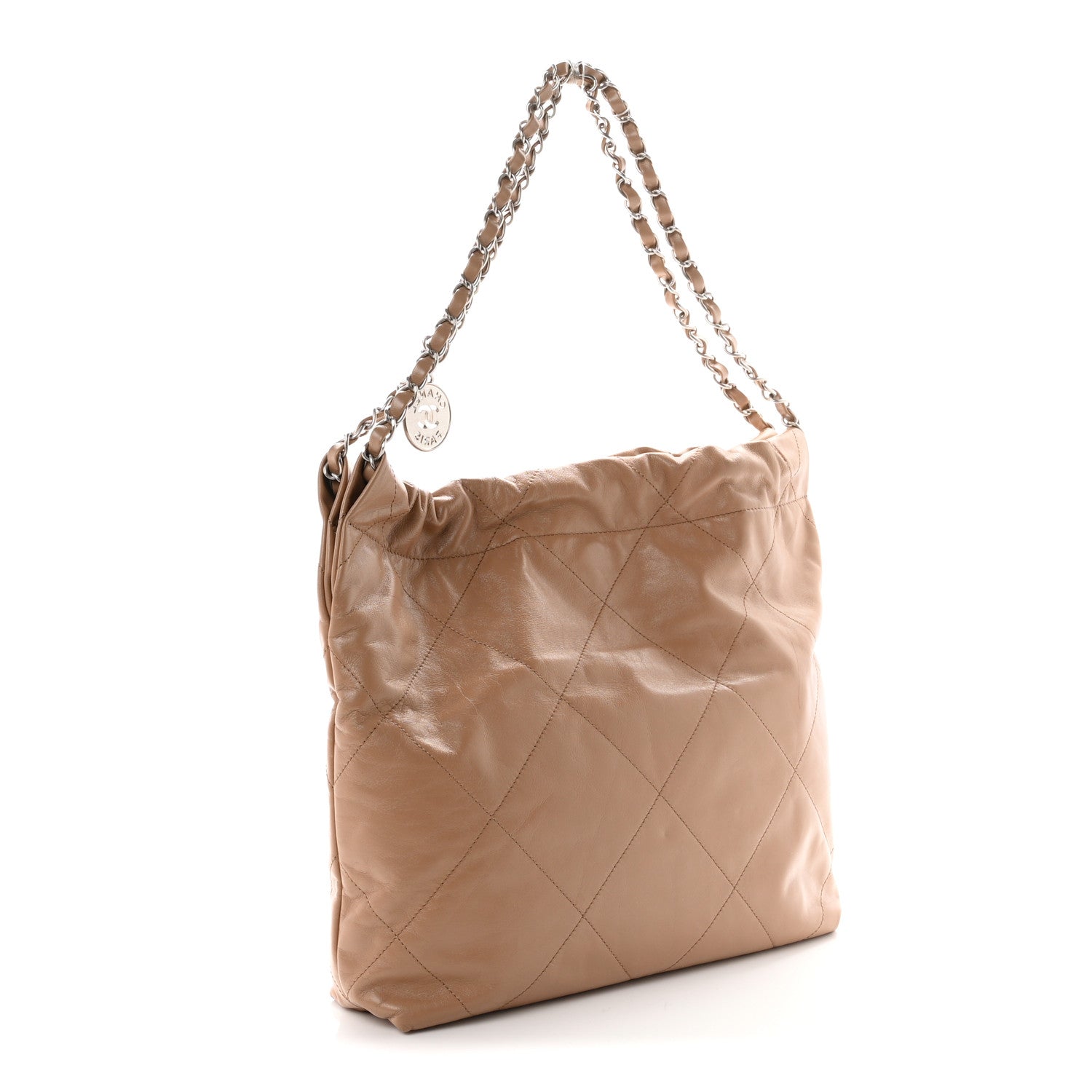 Shiny Calfskin Quilted Small Chanel 22 Beige — view 3