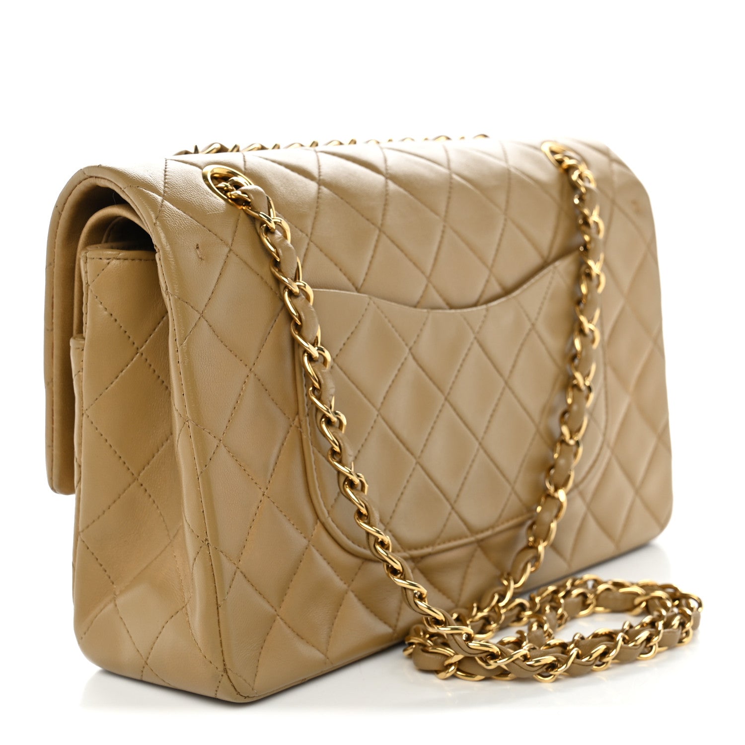 Lambskin Quilted Medium Double Flap Beige — view 3