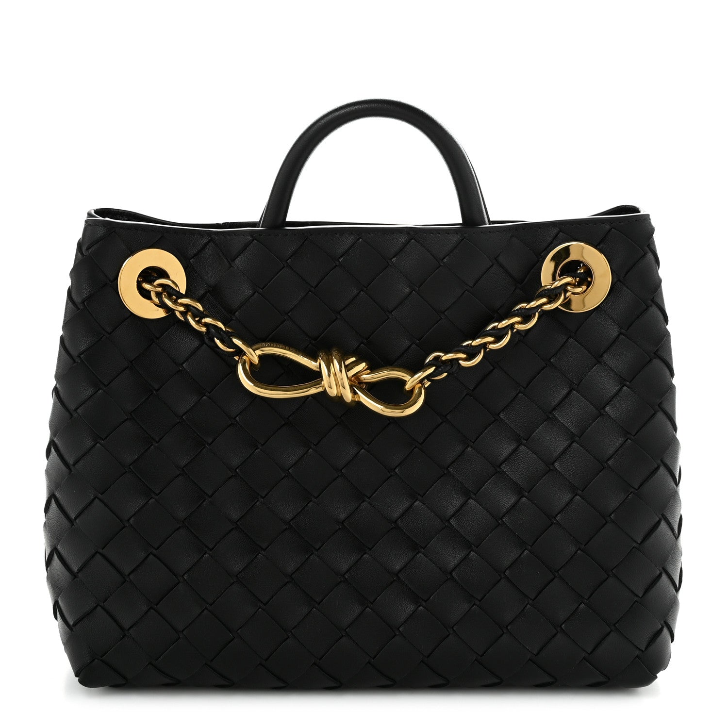 Nappa Intrecciato Small Andiamo With Chain Shoulder Bag Black