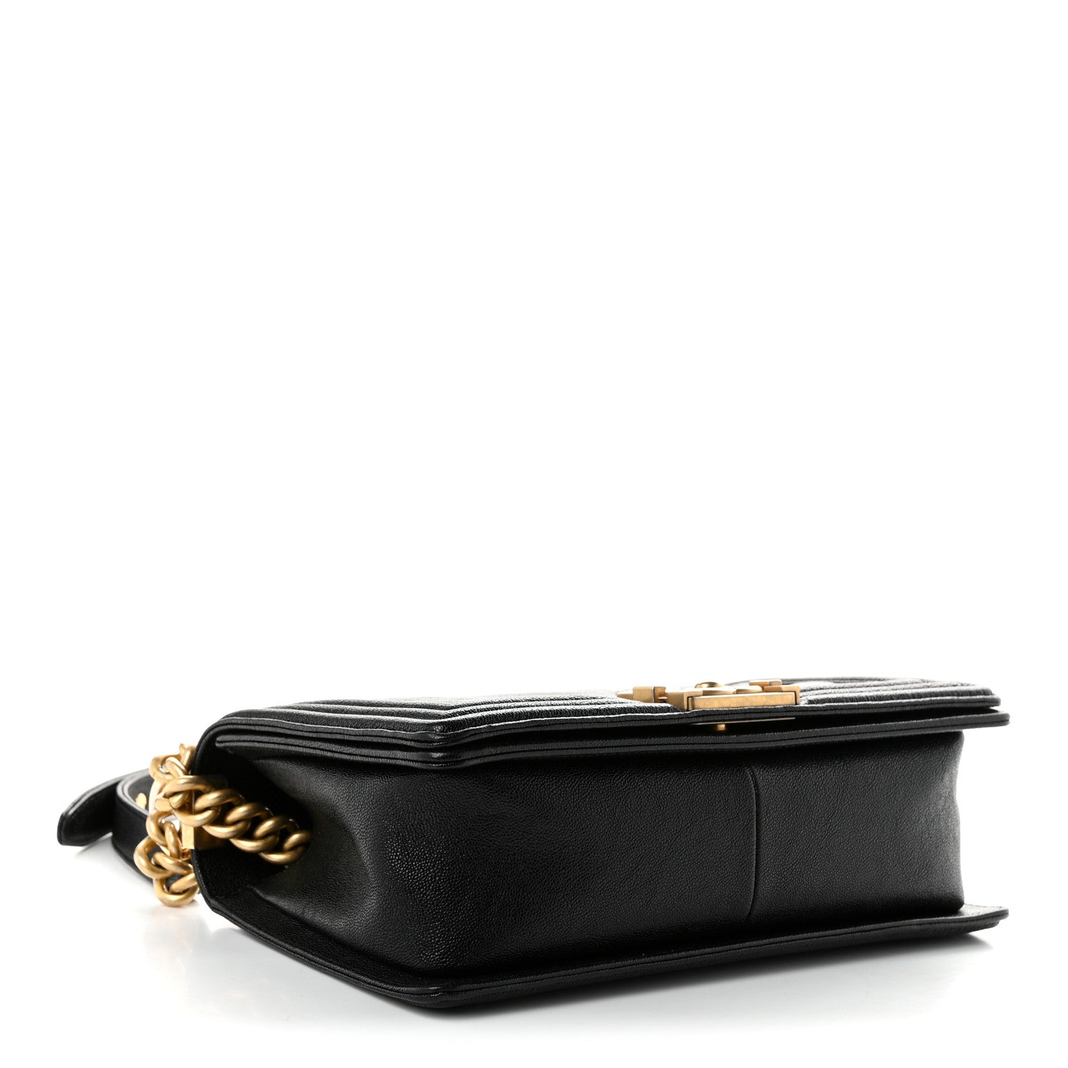 Caviar Chevron Quilted Medium Boy Flap Black — view 4