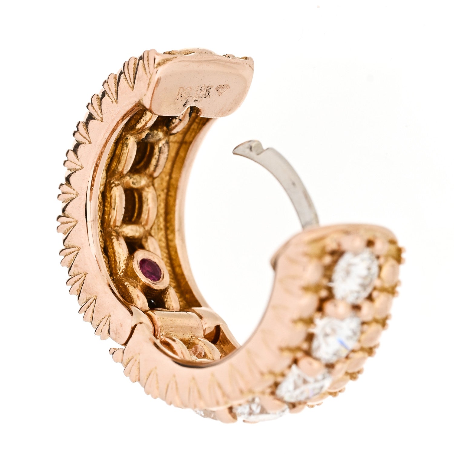 18K Rose Gold Diamond Sienna Hoop Earrings — view 4