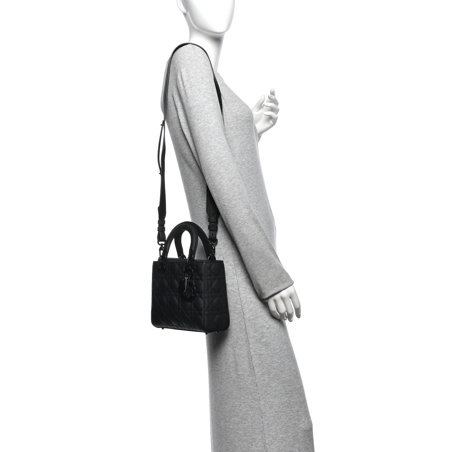 Ultra Matte Calfskin Cannage Small My ABCDior Lady Dior  Black — view 2