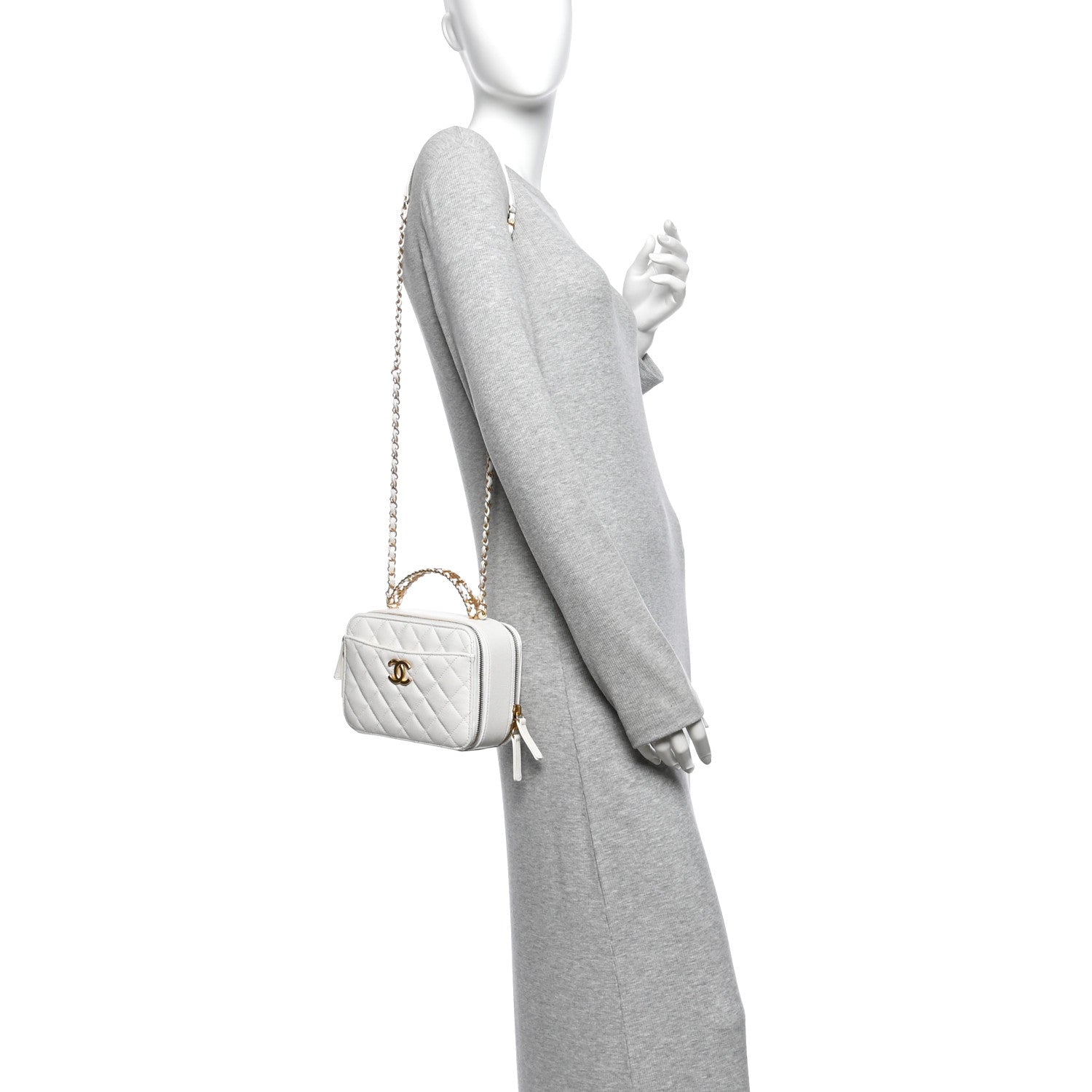 Caviar Quilted Pick Me Up Small Vanity Case White — view 2