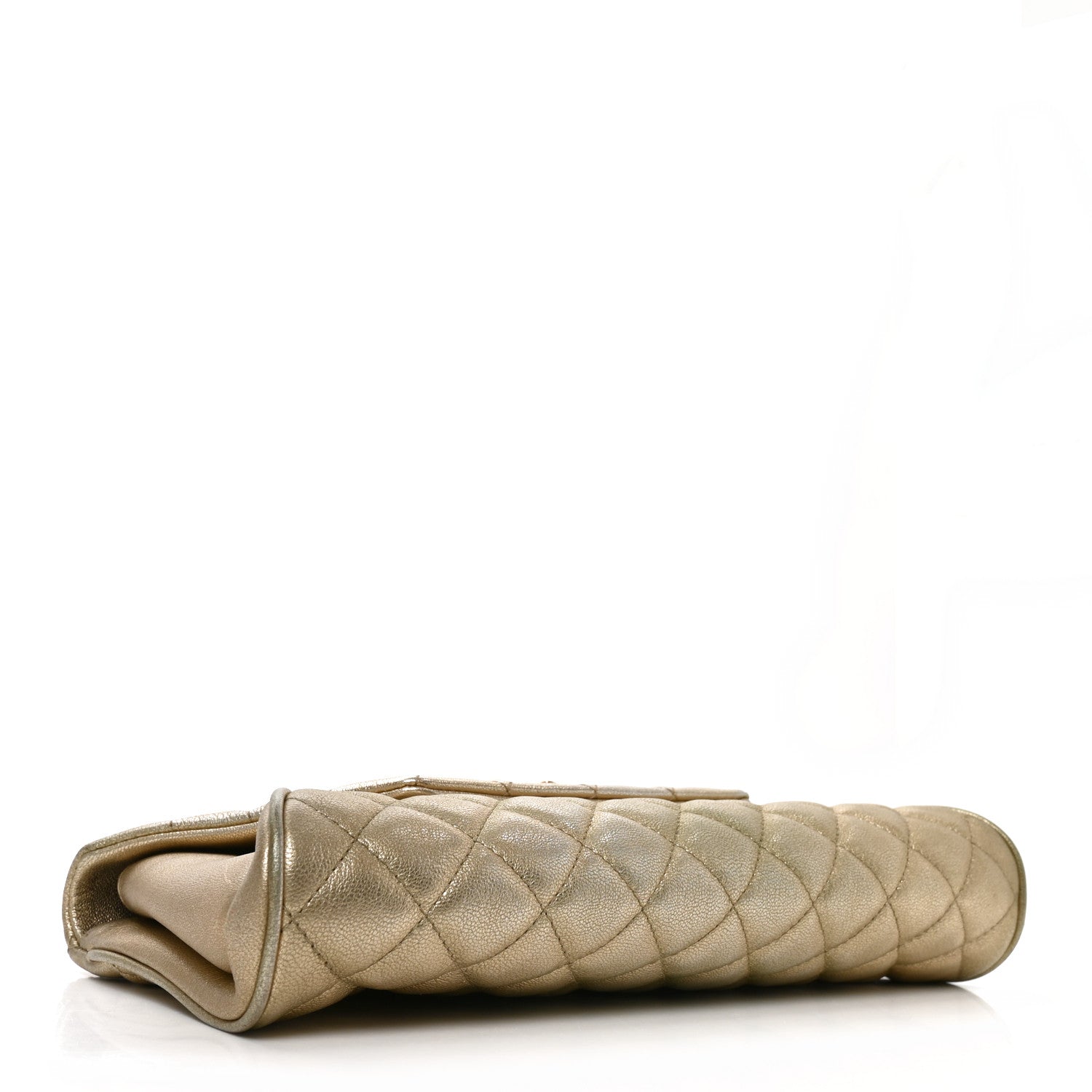 Metallic Lambskin Quilted Fold Up Again Clutch Gold — view 4