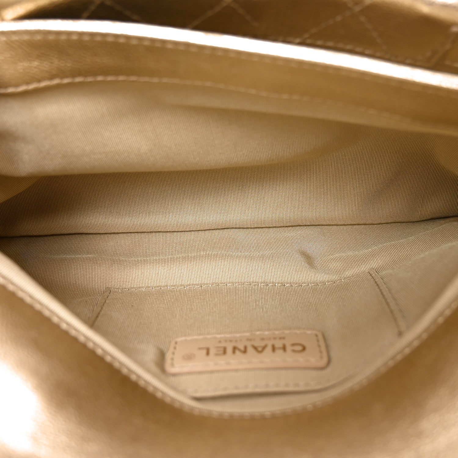 Metallic Lambskin Quilted Fold Up Again Clutch Gold — view 5