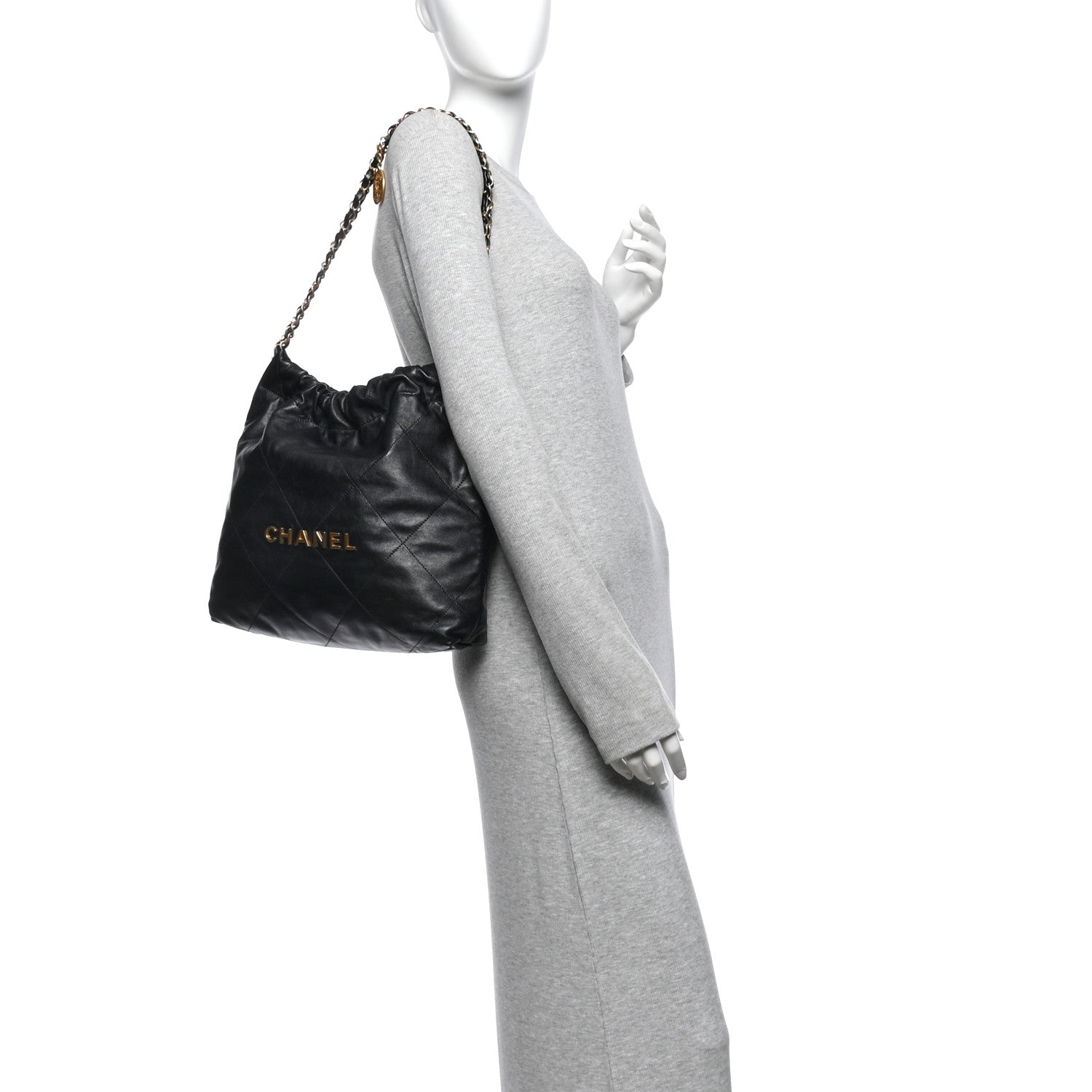 Shiny Calfskin Quilted Small Chanel 22 Black — view 2