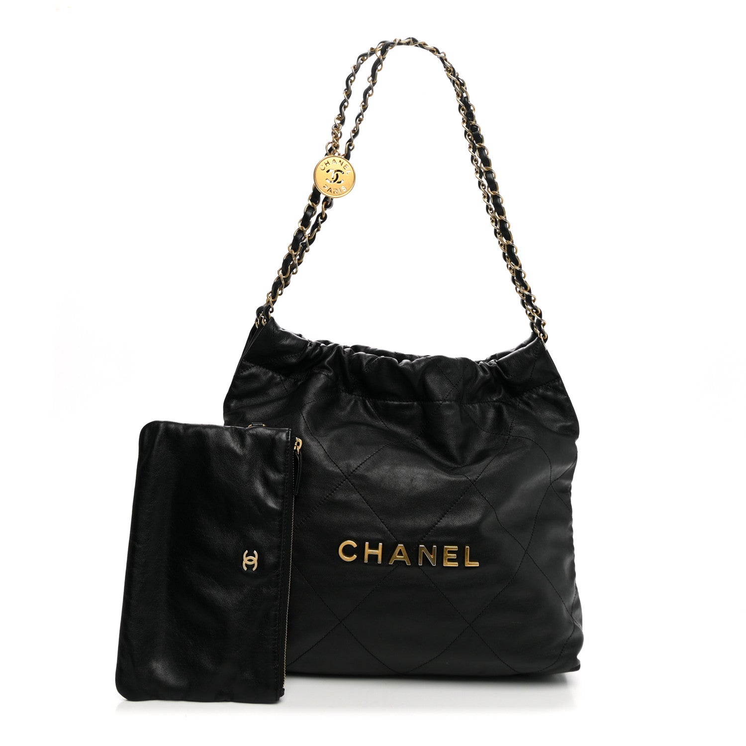 Shiny Calfskin Quilted Small Chanel 22 Black — view 3