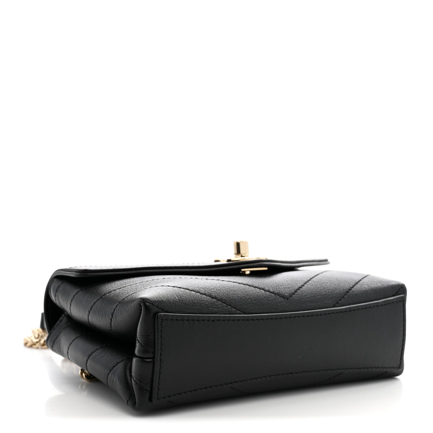 Calfskin Chevron Stitched Coco Waist Bag Black — view 4