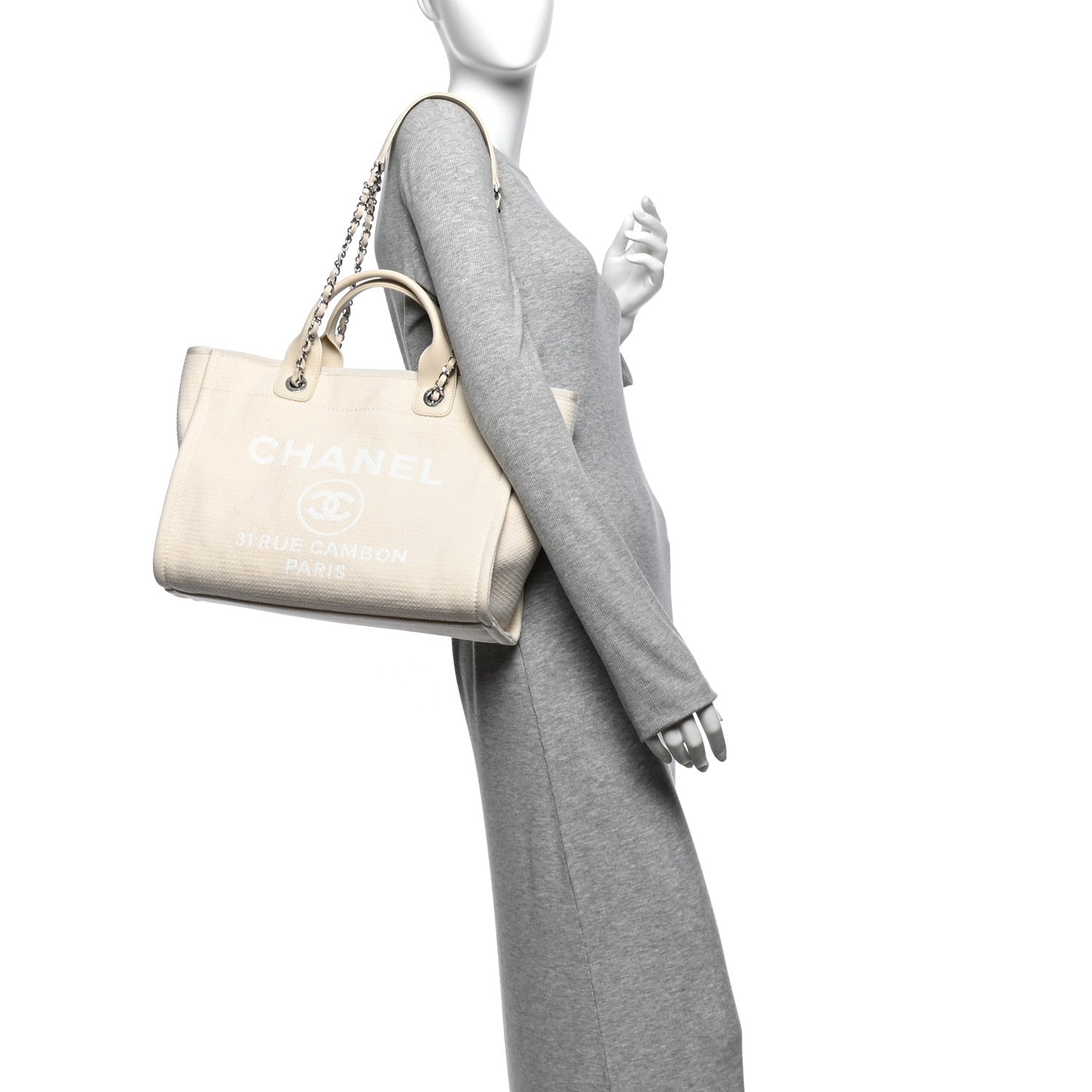 Mixed Fibers Small Deauville Tote Beige — view 2