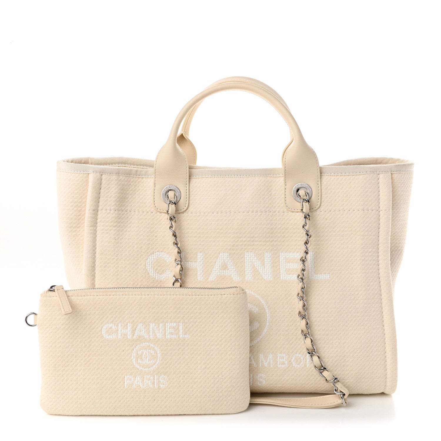 Mixed Fibers Small Deauville Tote Beige — view 3