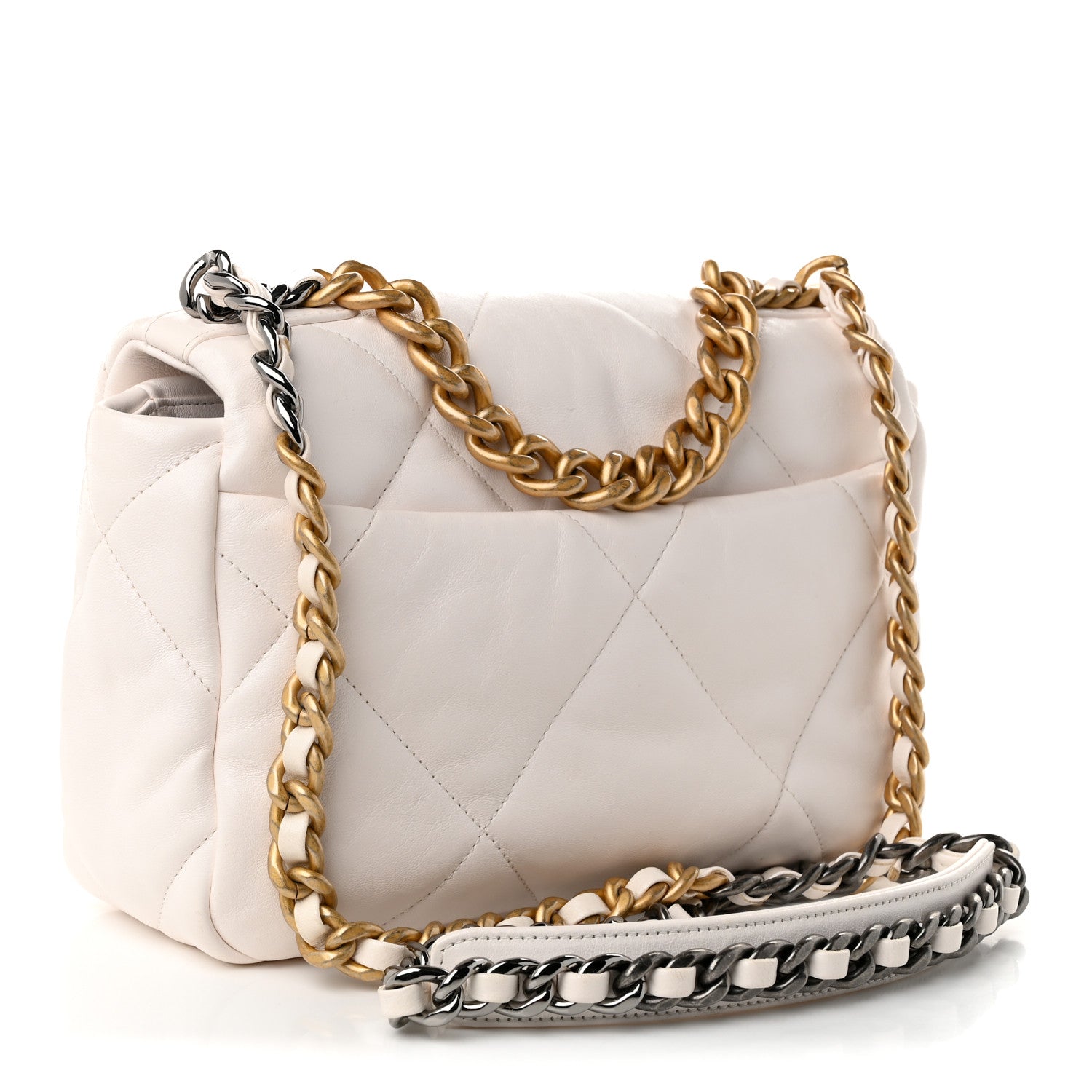 Lambskin Quilted Medium Chanel 19 Flap White — view 3