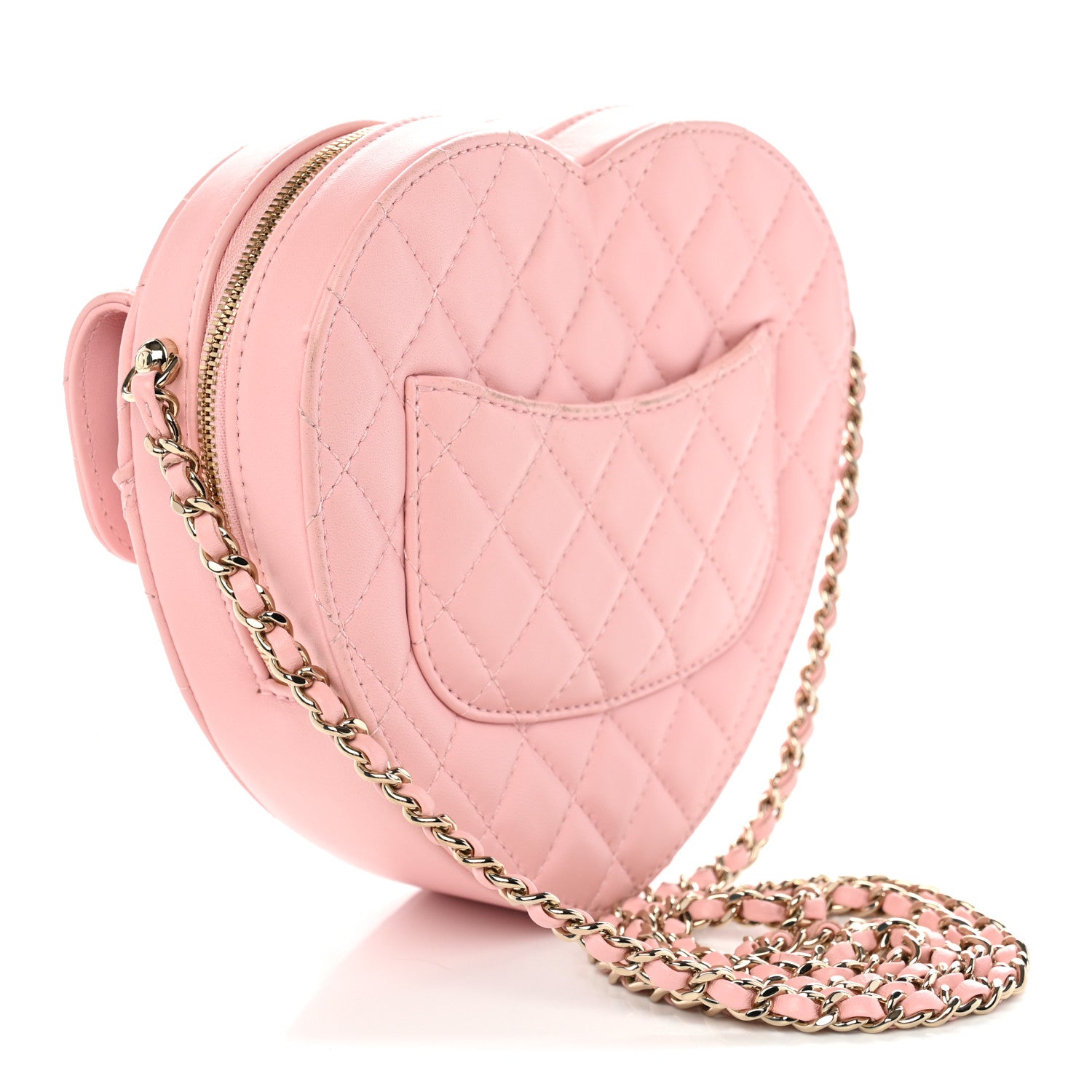 Lambskin Quilted Large CC In Love Heart Bag Light Pink — view 3