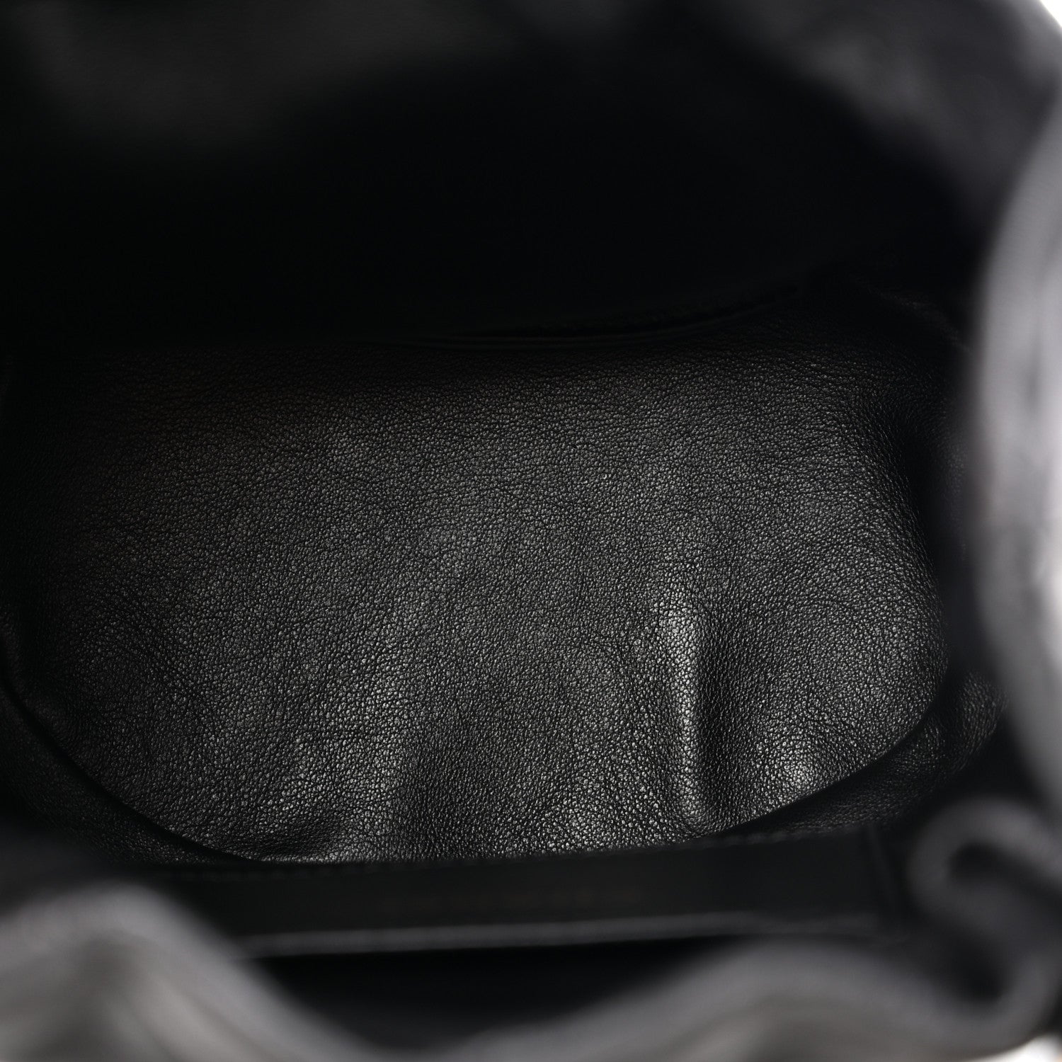 Shiny Lambskin Quilted Chain Is More Drawstring Bag Black — view 5