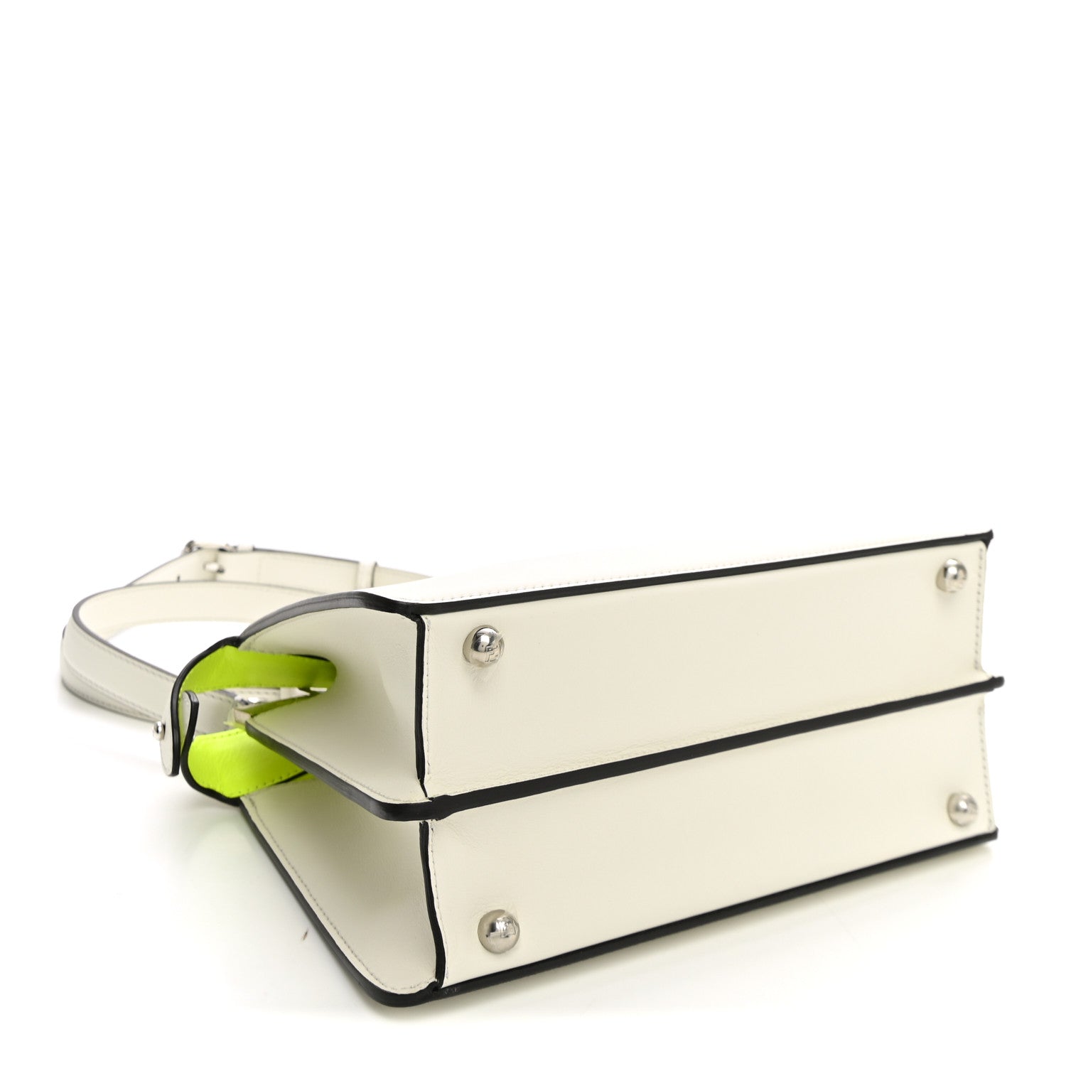 Vitello Seta Nappa Bi-Color Small Peekaboo I SEE U Satchel White Ice Yellow Fluo — view 3