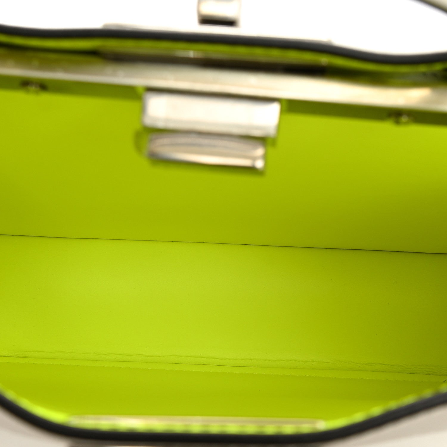 Vitello Seta Nappa Bi-Color Small Peekaboo I SEE U Satchel White Ice Yellow Fluo — view 4