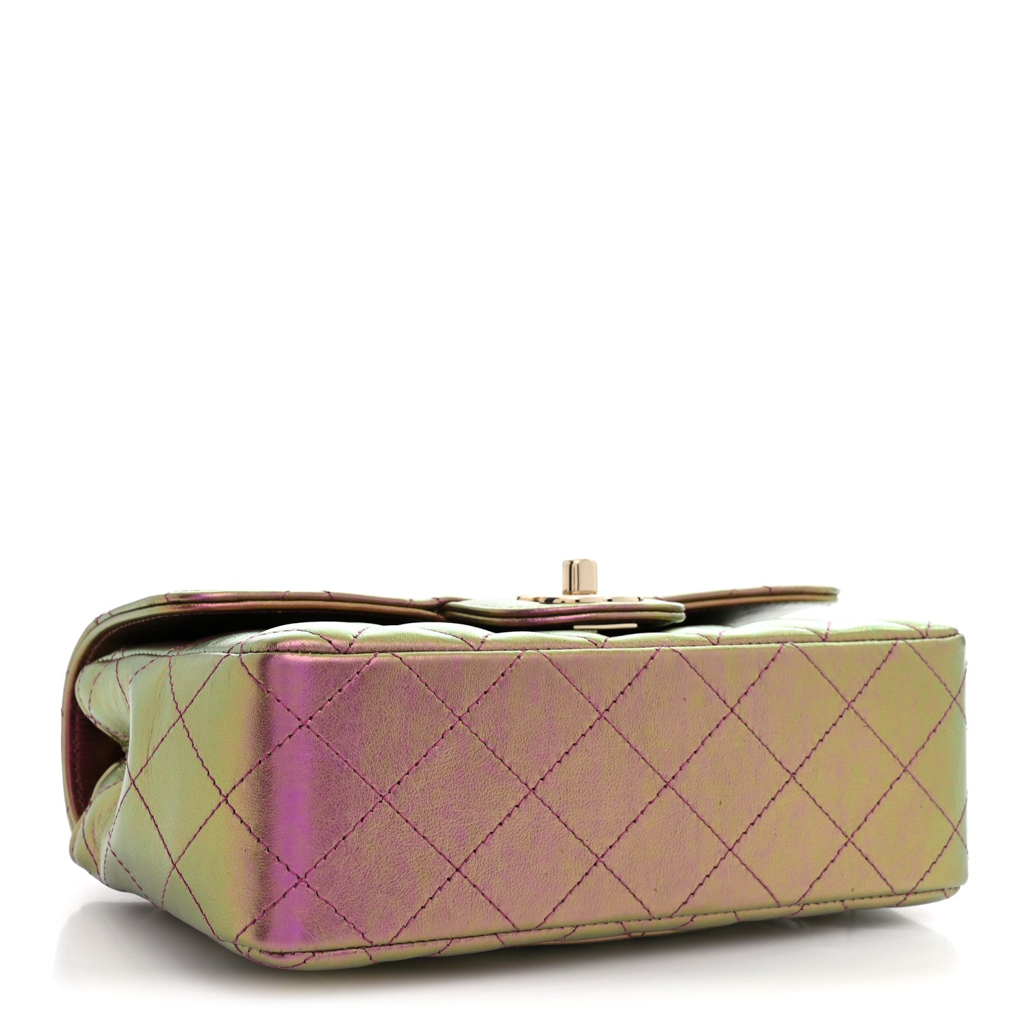 Iridescent Lambskin Quilted Mini Rectangular Flap Purple — view 4