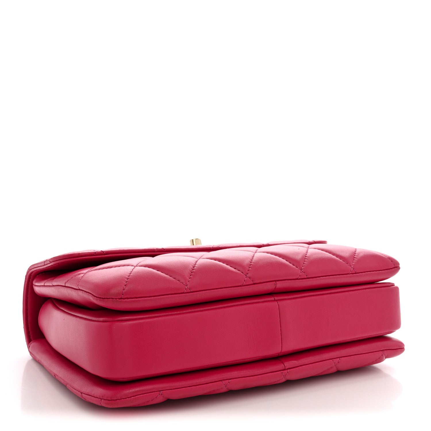 Lambskin Quilted Small Trendy CC Flap Dual Handle Bag Dark Pink — view 4