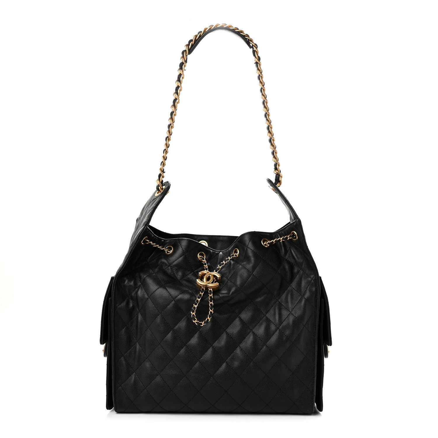 Caviar Quilted Medium Chanel 25 Handbag Black