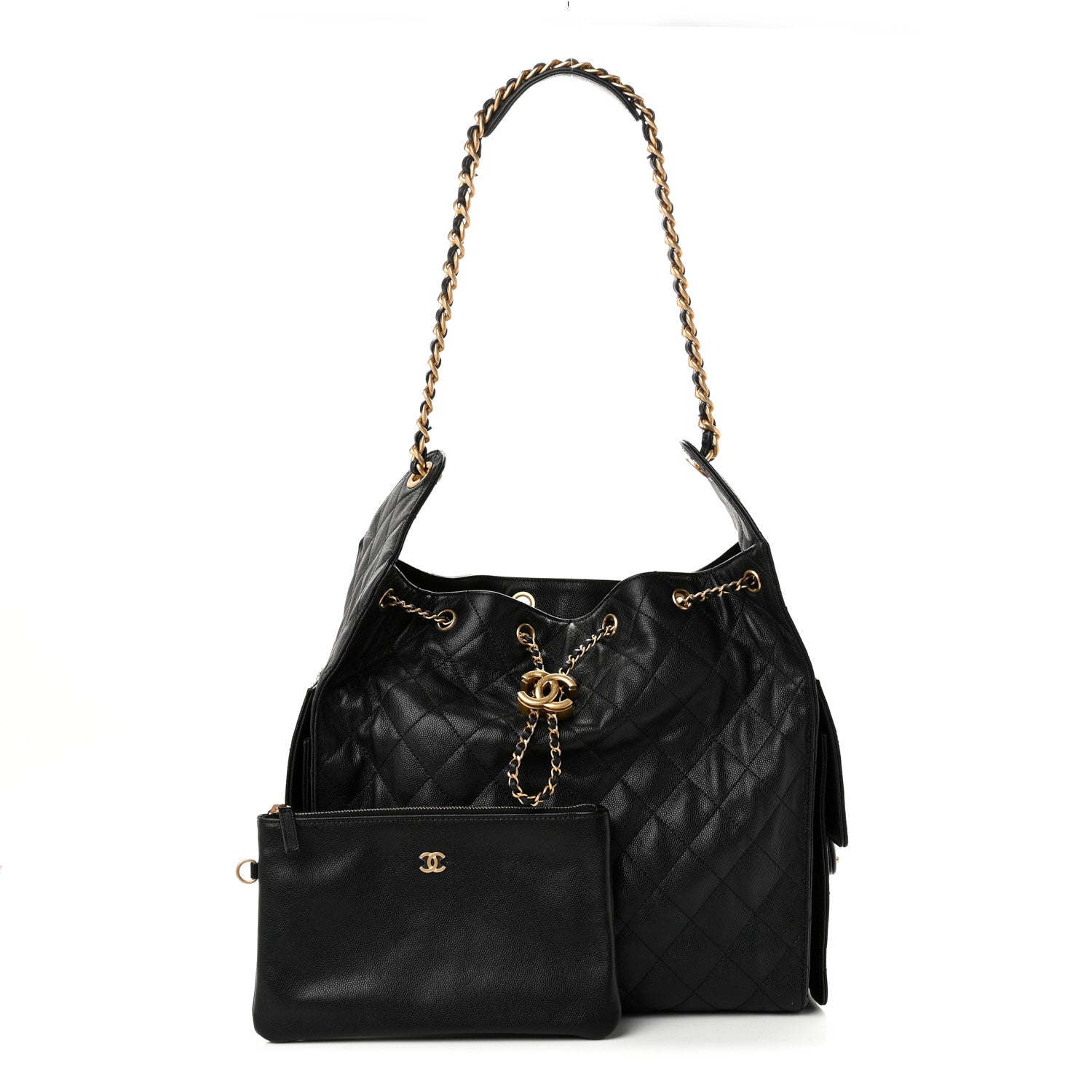Caviar Quilted Medium Chanel 25 Handbag Black — view 3