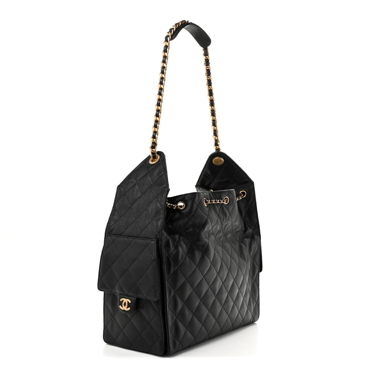 Caviar Quilted Medium Chanel 25 Handbag Black — view 4