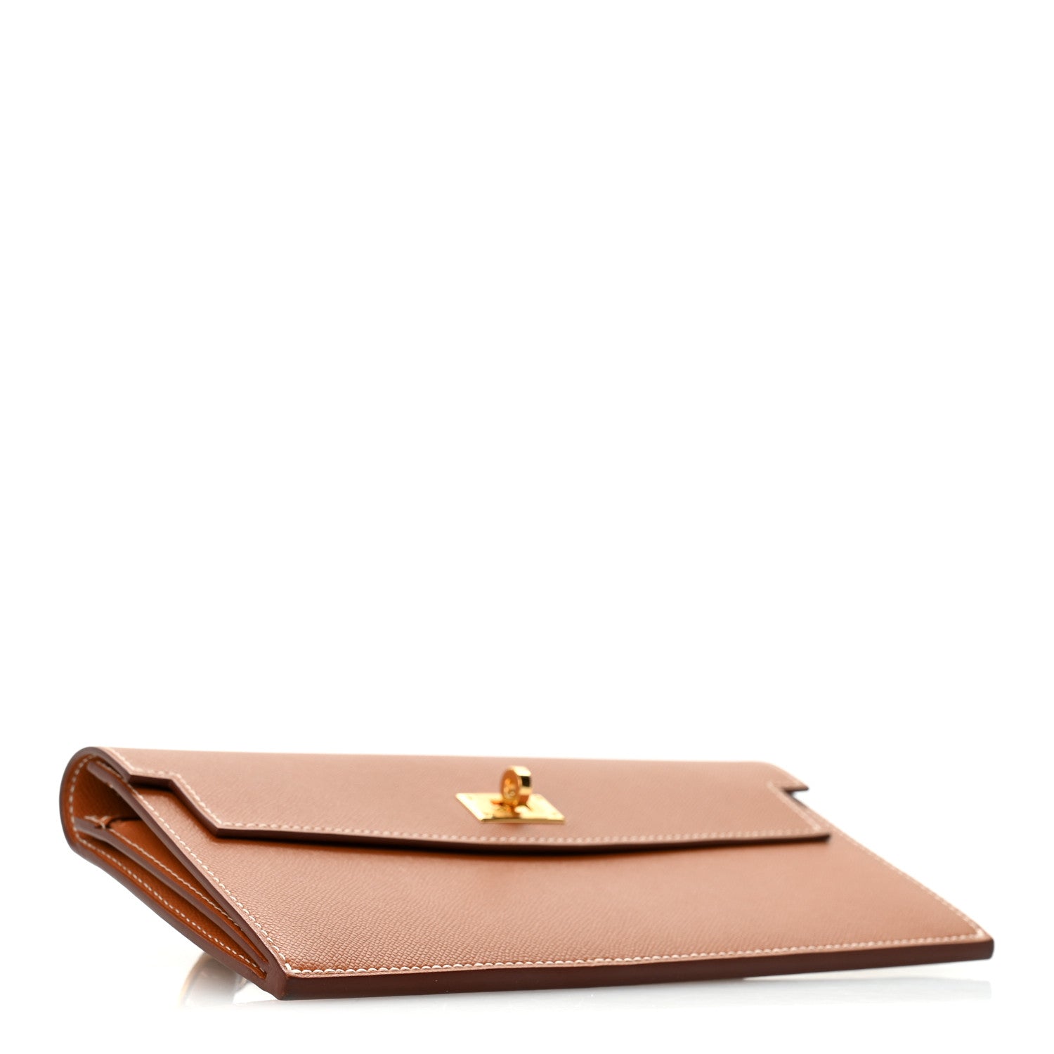 Madame Calfskin Kelly Pocket Long Wallet Gold — view 4