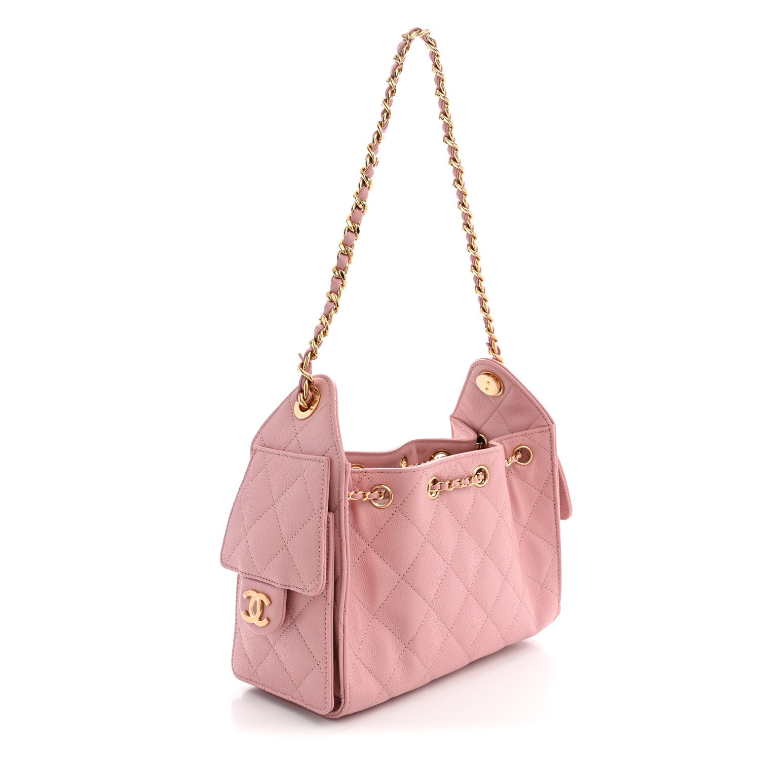 Caviar Quilted Mini Chanel 25 Handbag Pink — view 3