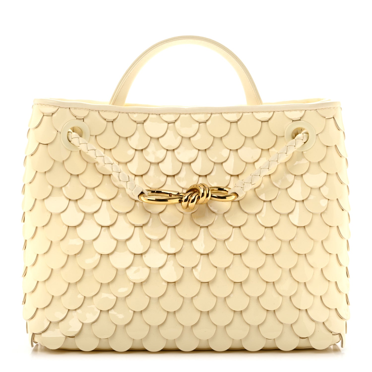 Patent Calfskin Fish Scale Small Andiamo Shoulder Bag Chamomile